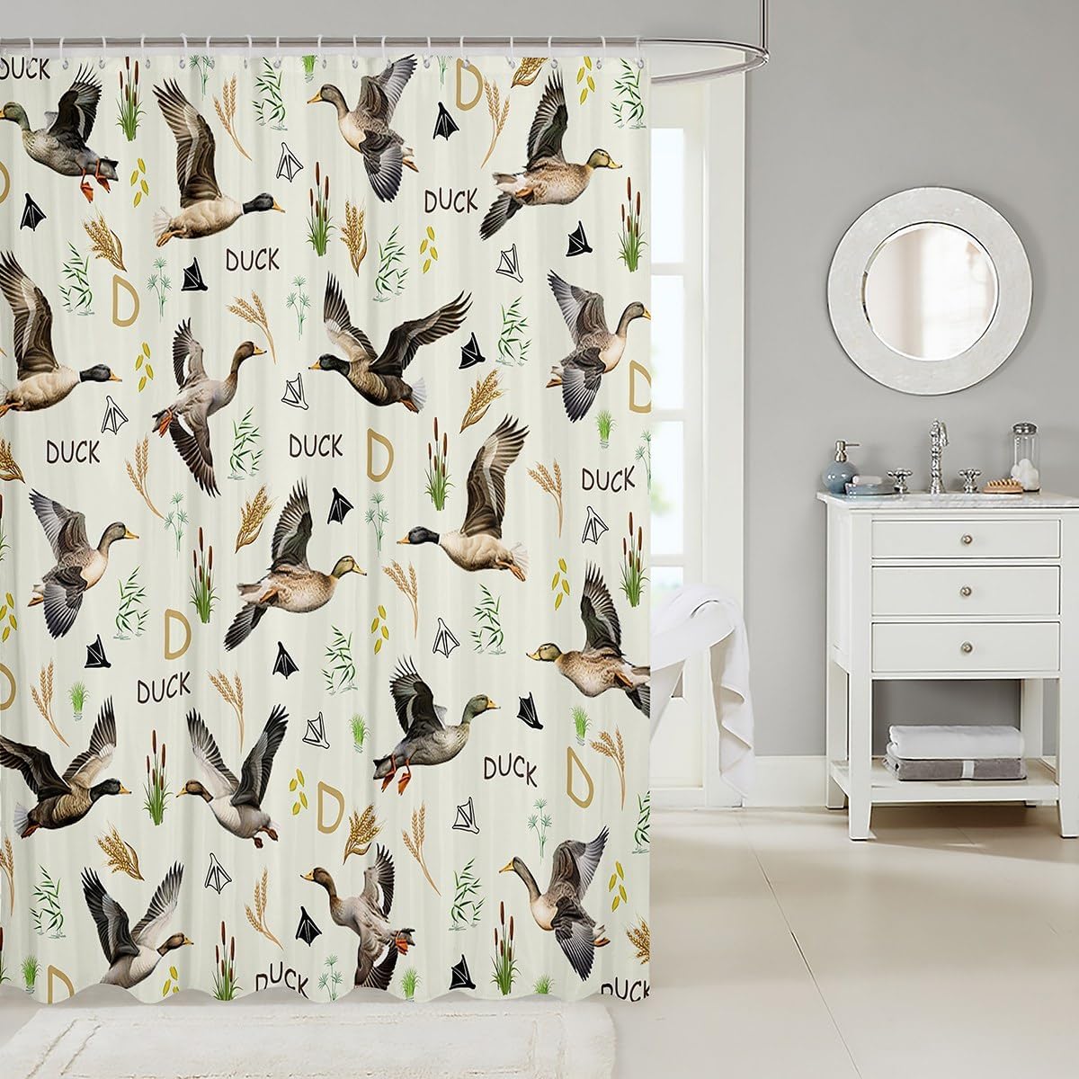 Feelyou Mallard Duck Shower Curtain Set Green 72x72