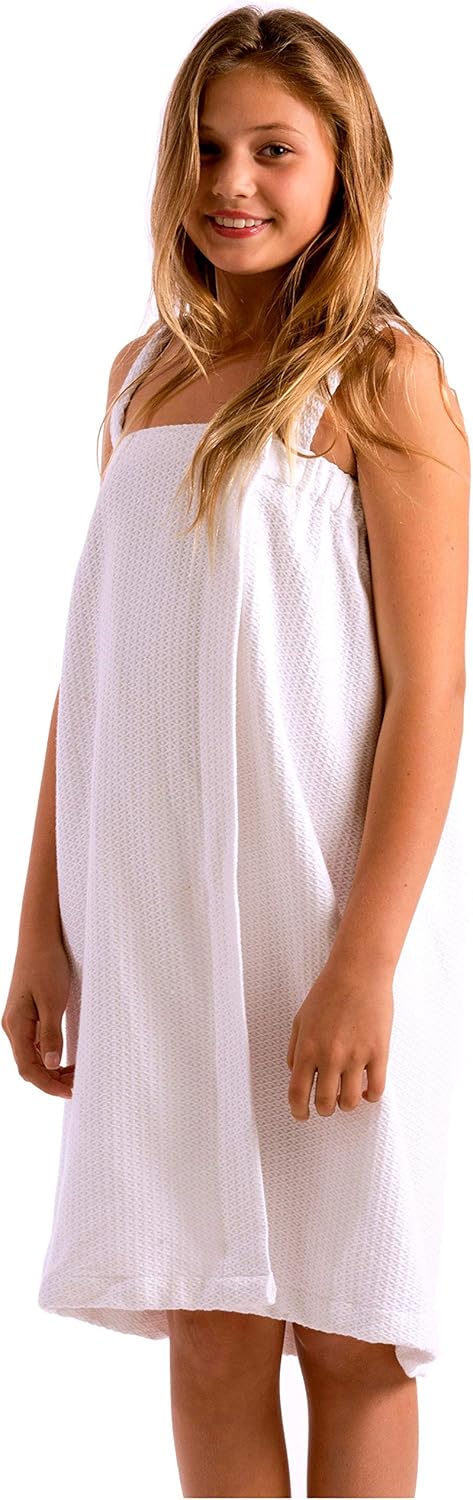 Waffle Spa Girls Cover Up Towel Small White