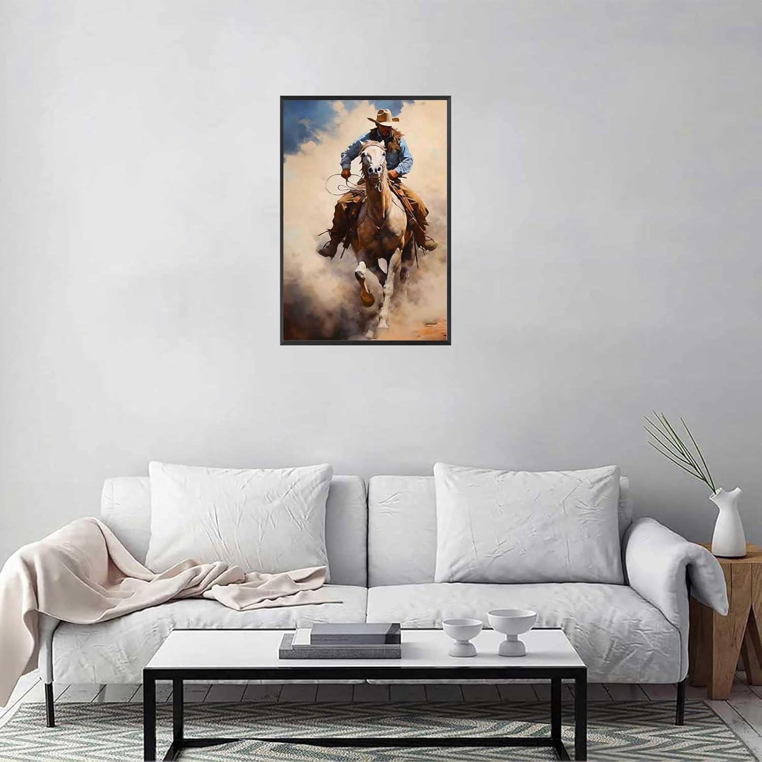 Vintage Western Cowboy Poster 12x16in Framed