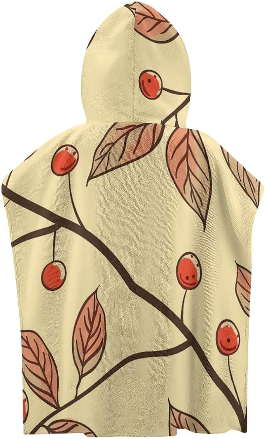 Kids Hooded Beach Towel with Brown Line Design