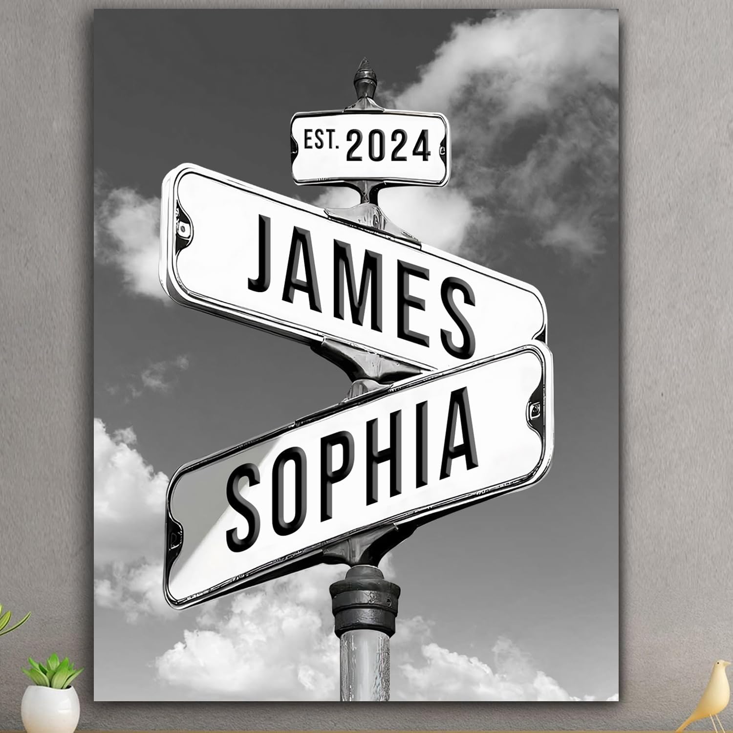 Personalized Couples Street Sign Canvas With Names