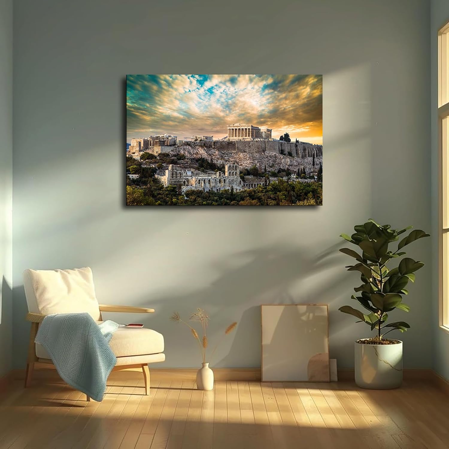 Greece Athens Ancient City Landscape Framed Poster Canvas Wall Art Print 16x24inch