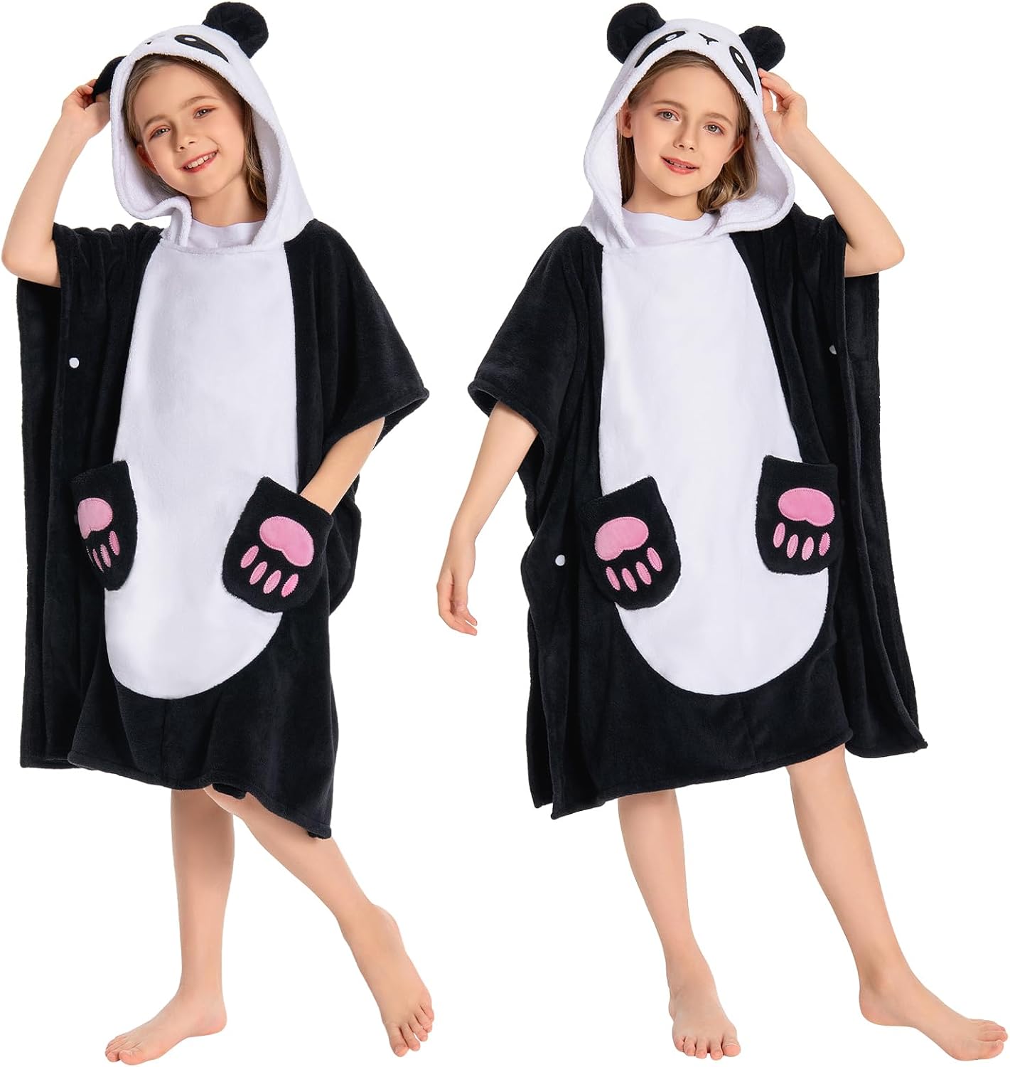 OLAOLA Panda Hooded Kids Beach Towel for 3-12 Years