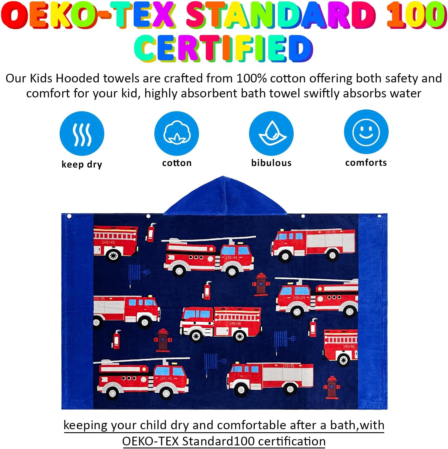 Bavilk Kids Hooded Bath Towel 30x50