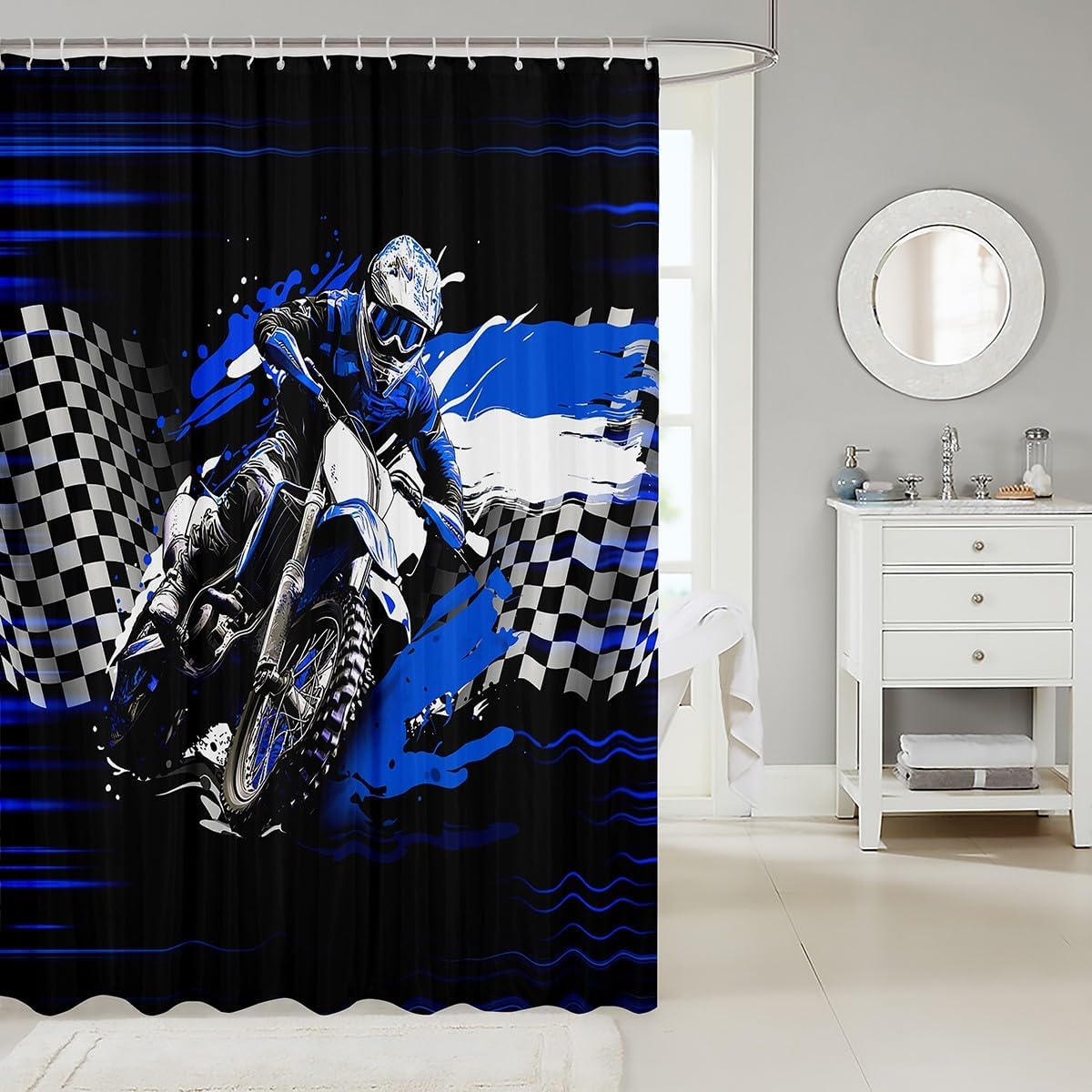 Feelyou Dirt Bike Racing Shower Curtain Set 72x78
