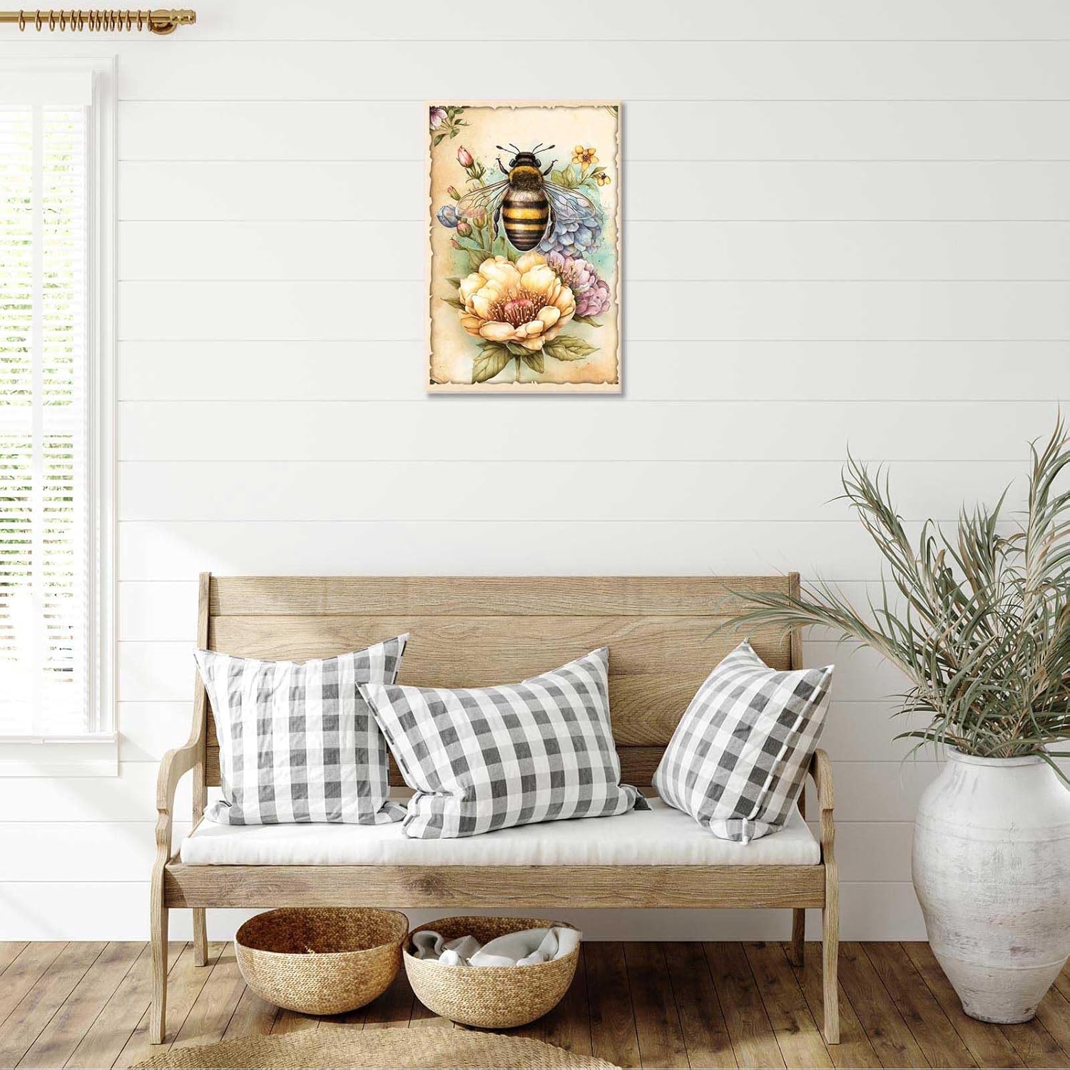 Vintage Floral Wasp Poster 24x36 Framed