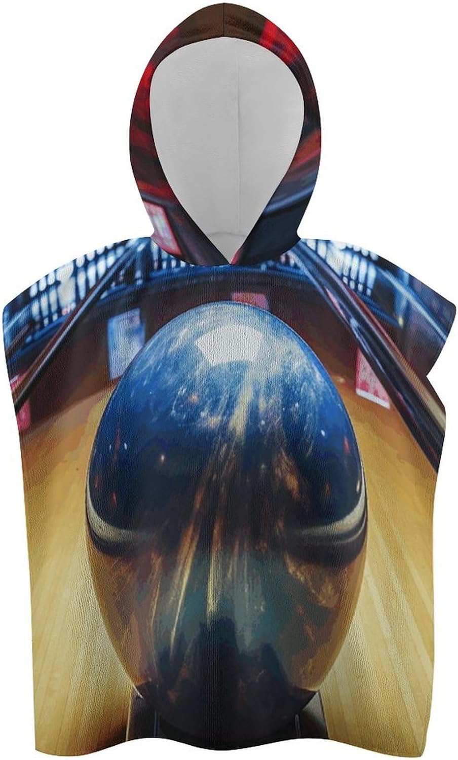 Kids Hooded Bath Towel with Bowling Print