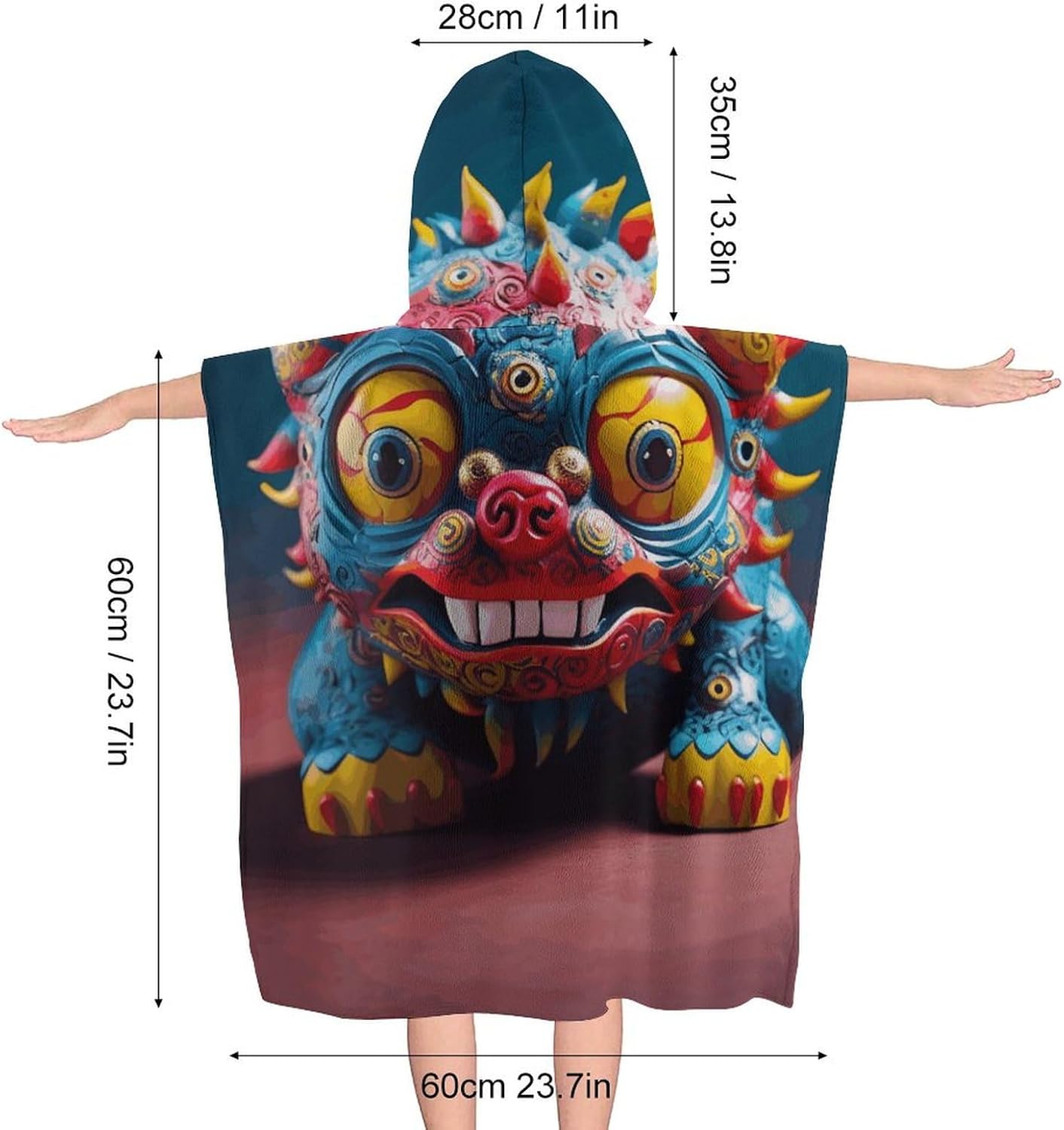 Kids Hooded Bath Towel with Lion Print