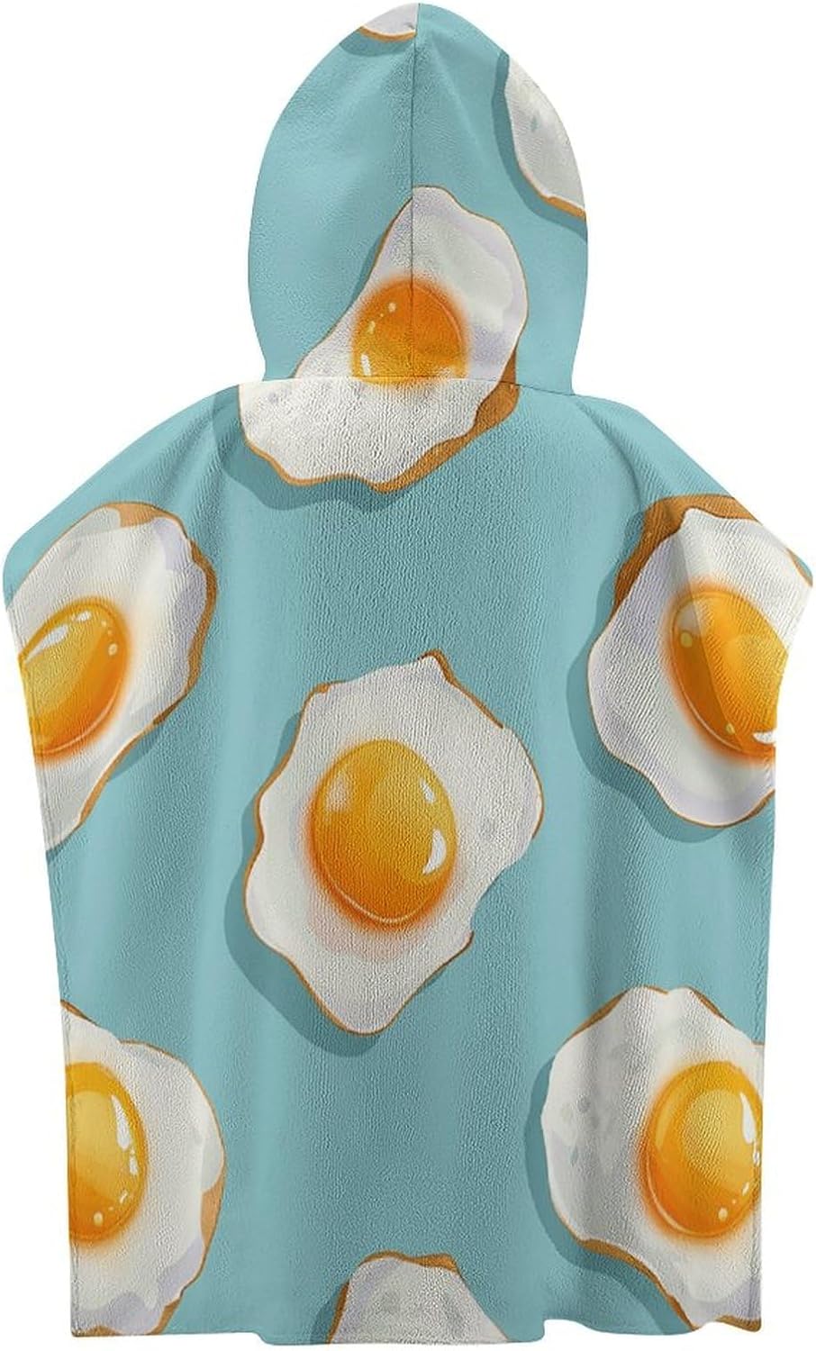 Kids Hooded Beach Towel with Blue Fried Egg Print