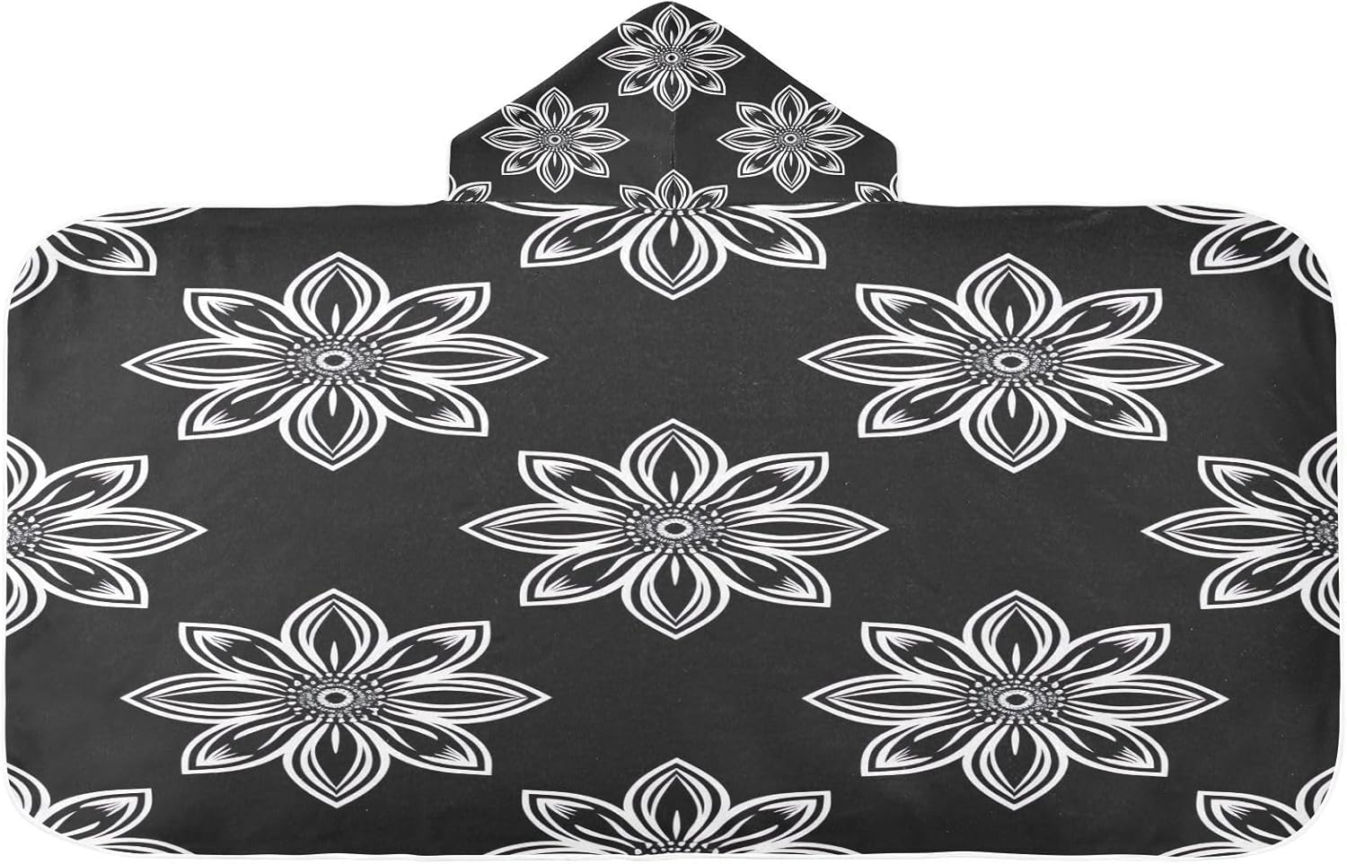 Msyxl Simple Flower Pattern Hooded Kids Bath Towel