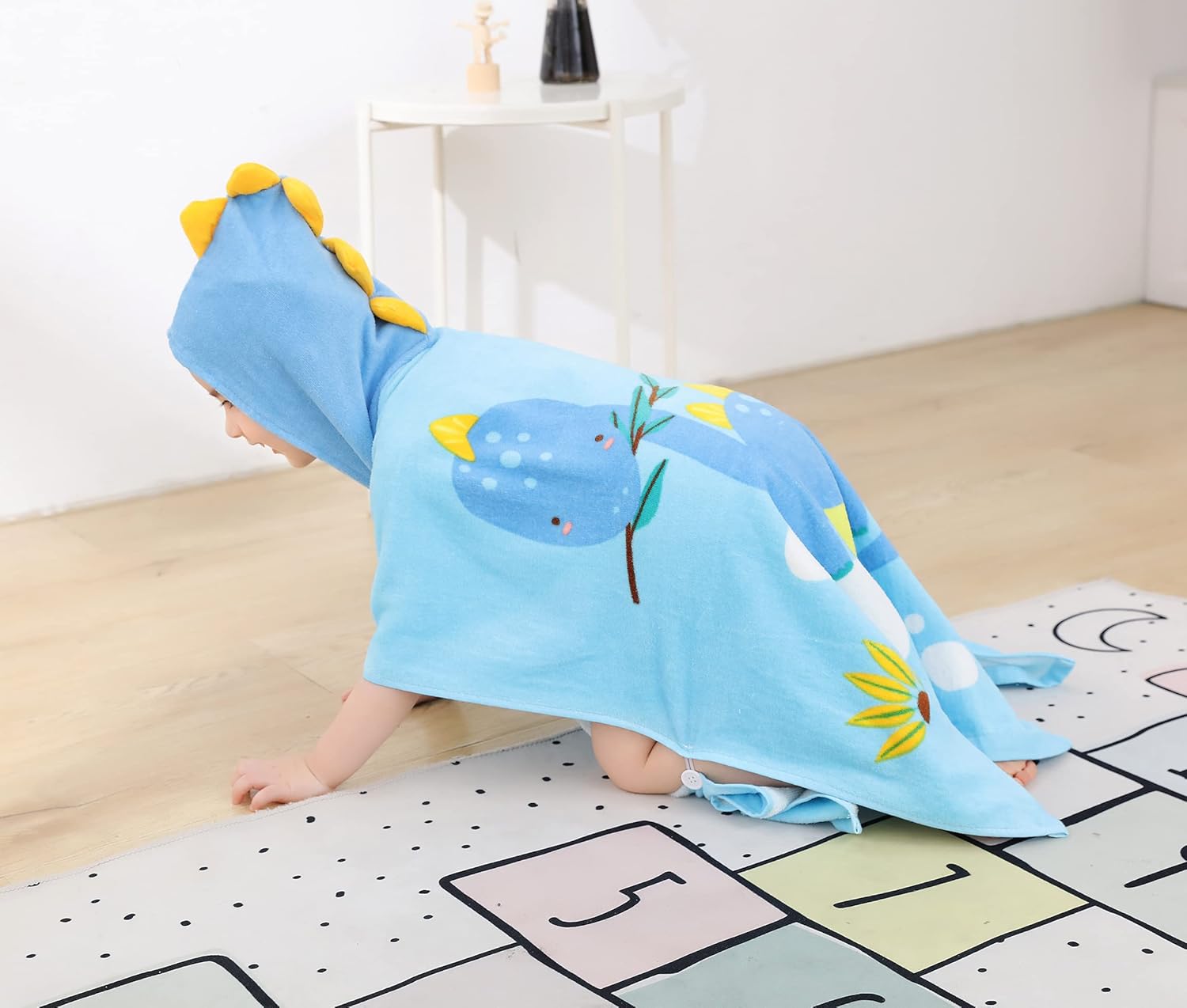 TONWHAR Kids Hooded Poncho Towel - Stegosaurus Cartoon Pattern 1-5 Years