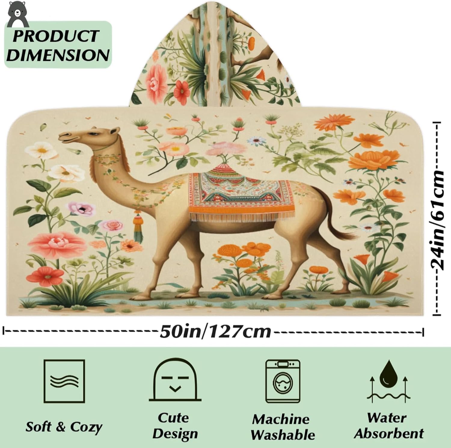 Piolysio Camel Hooded Towels for Kids