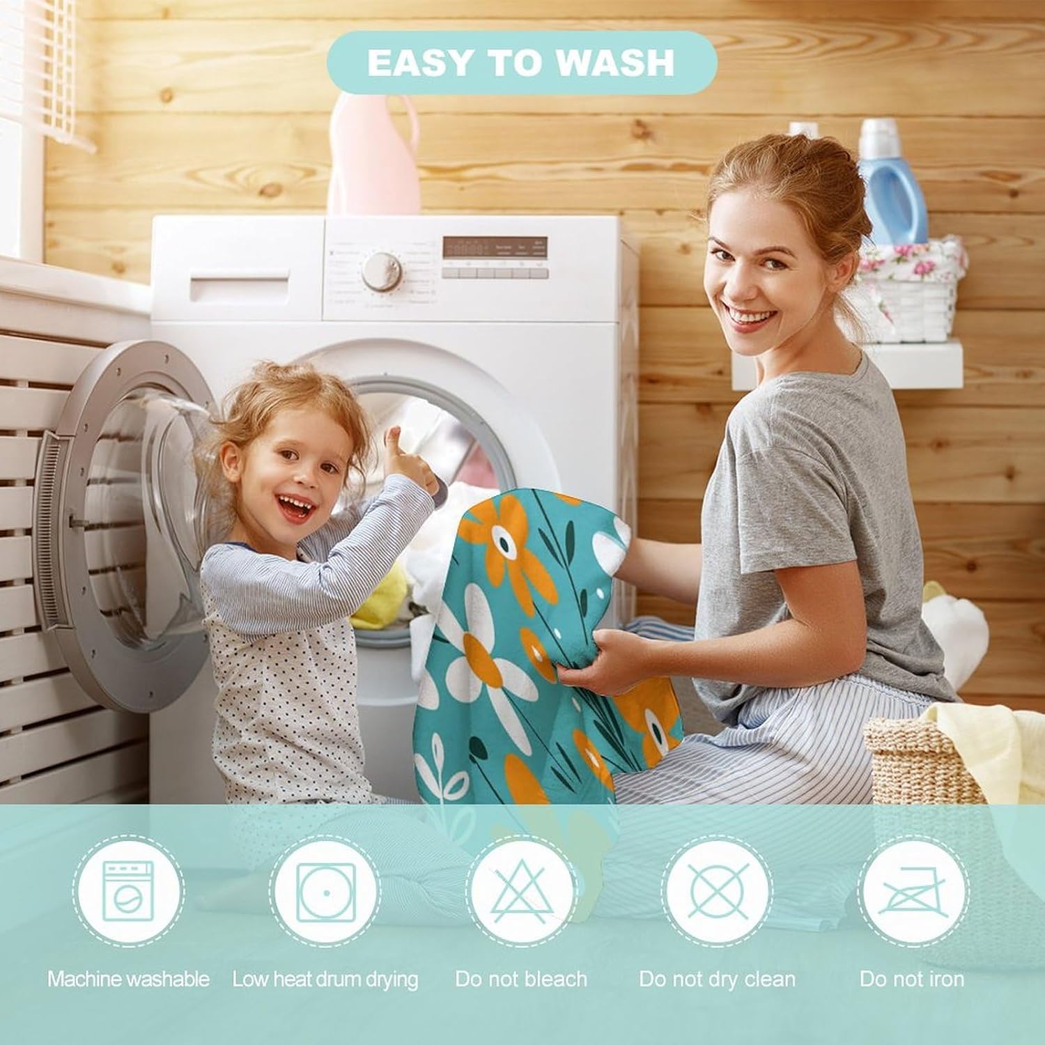 Kids Hooded Bath Towel with Hand Drawn Doodles