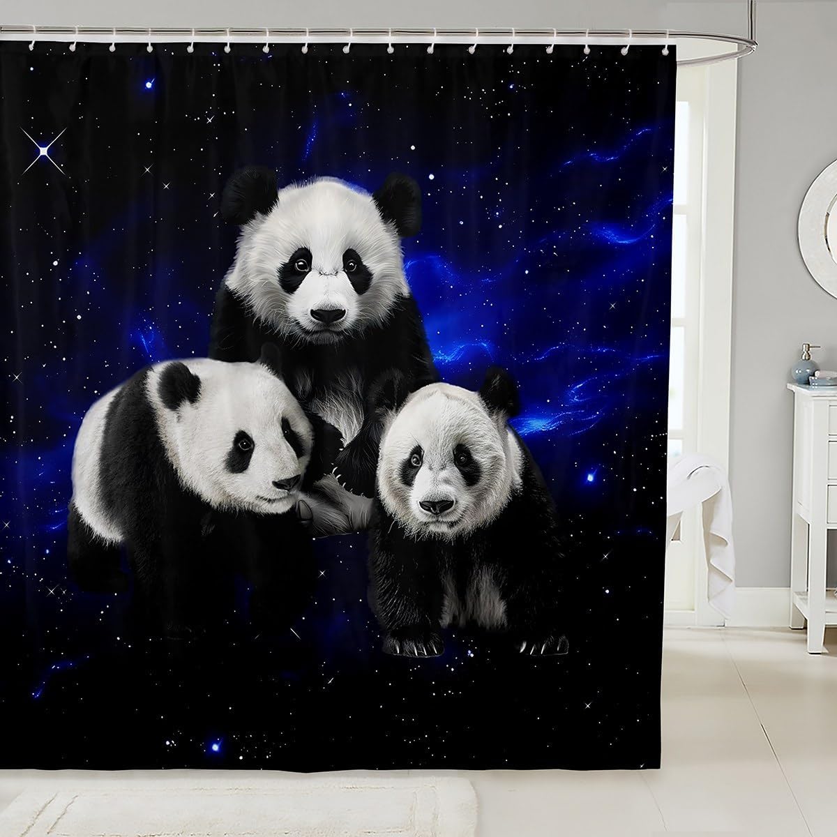 Feelyou Galaxy Panda Shower Curtain Set for Kids