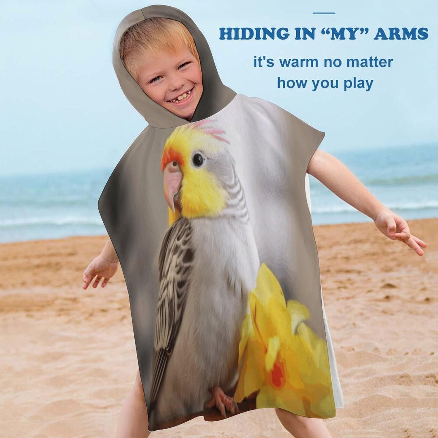 Cute Cockatiel Kids Hooded Bath Towel