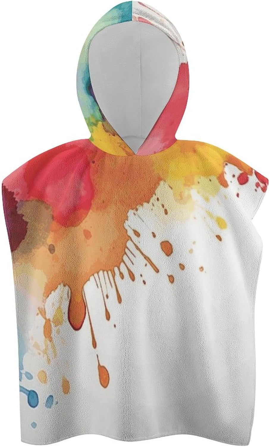 Kids Hooded Bath Towel with Watercolor Design
