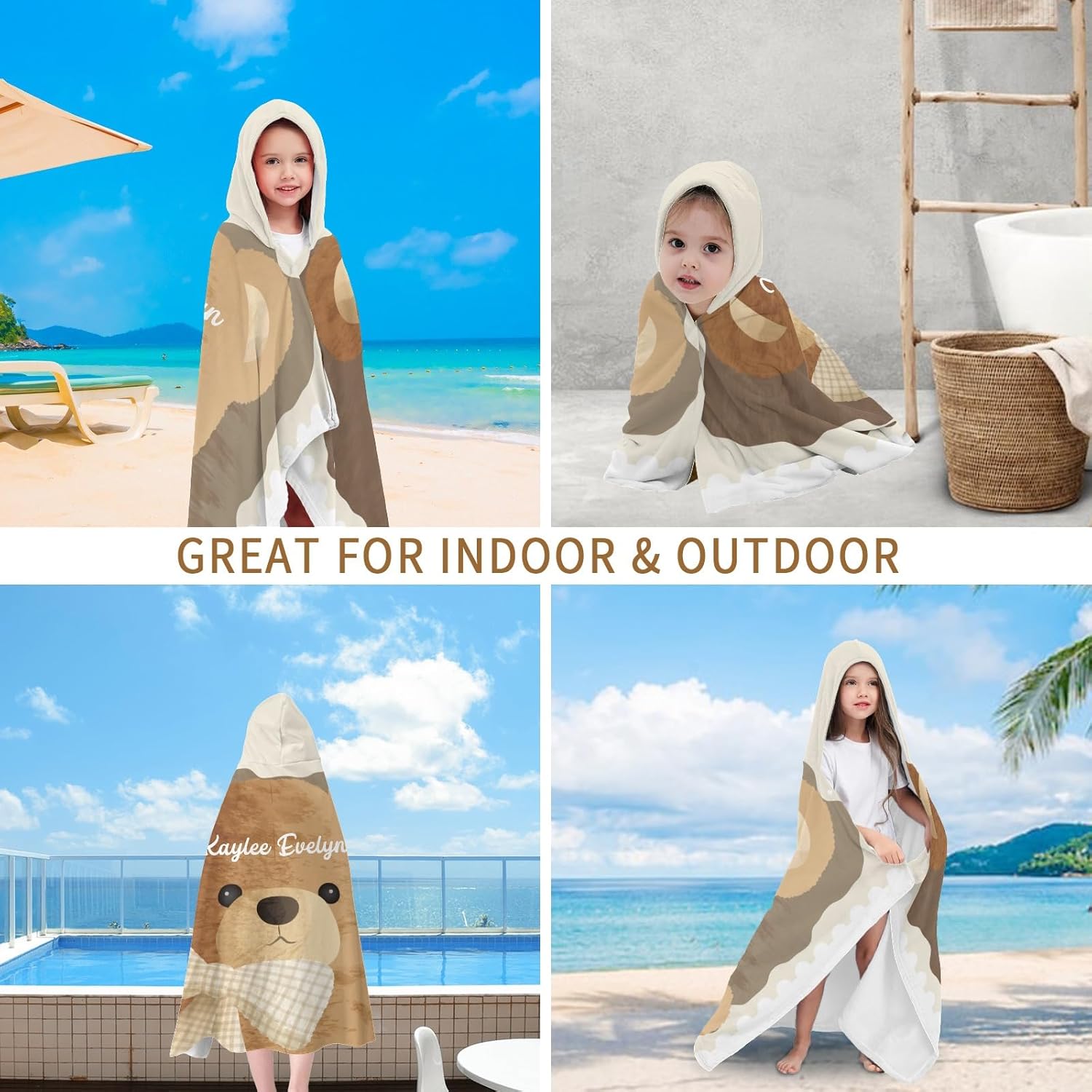 Deven Cute Cartoon Hooded Bath Towel for Kids