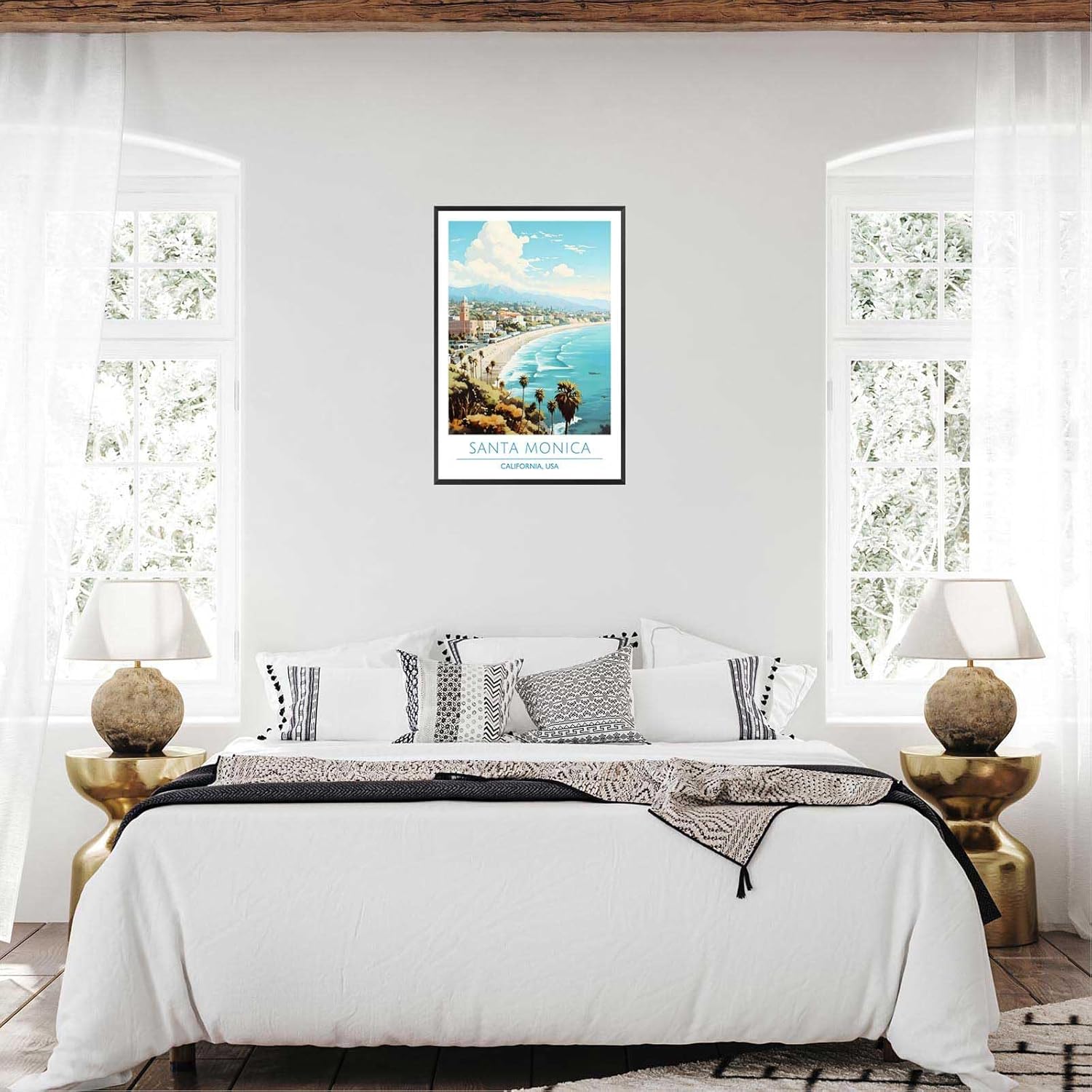 Santa Monica Coast Framed Poster 24x36in