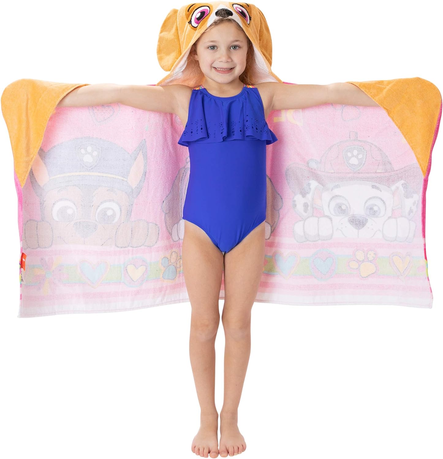Franco Paw Patrol Pink Hooded Bath Towel Wrap for Kids