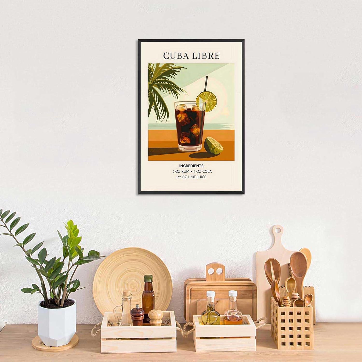 Cocktail Poster Colorful College Style Framed 12x16in