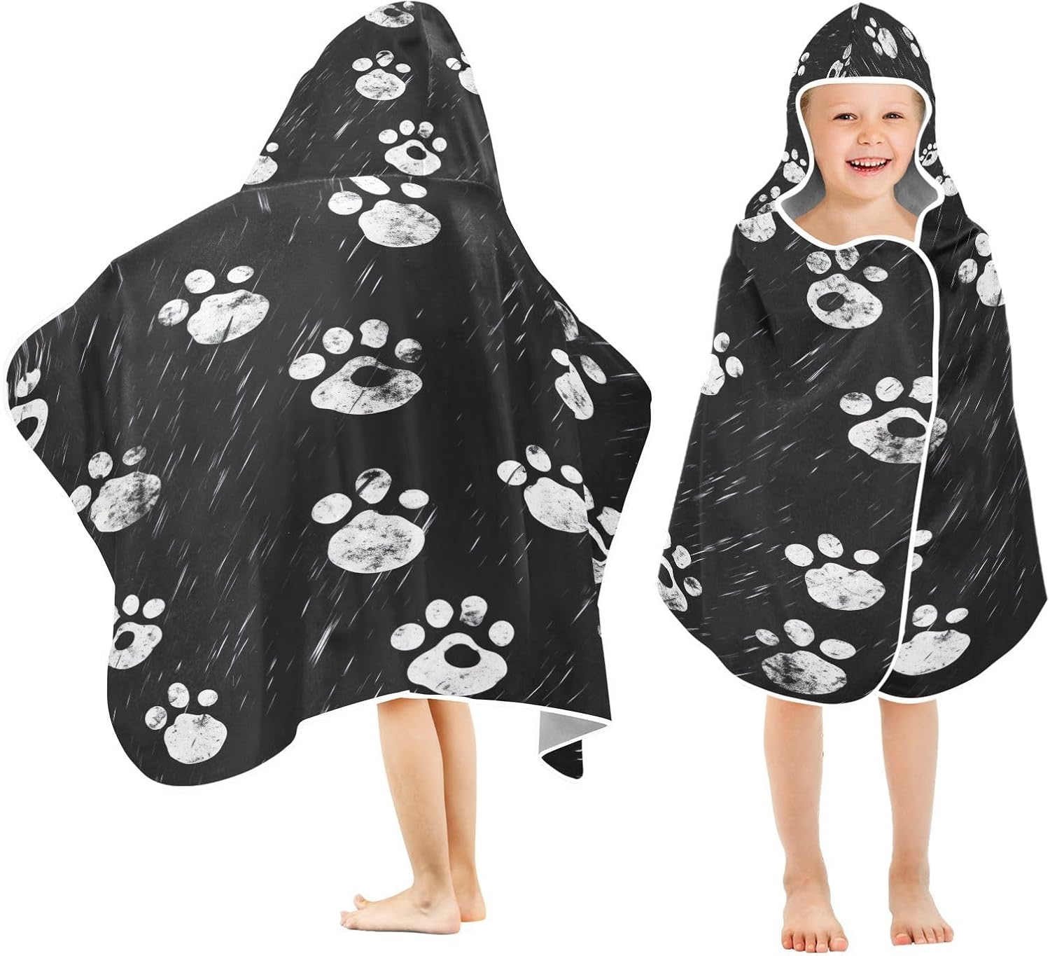 Blueangle Kids Bath Towel with Dog Paw Print Design
