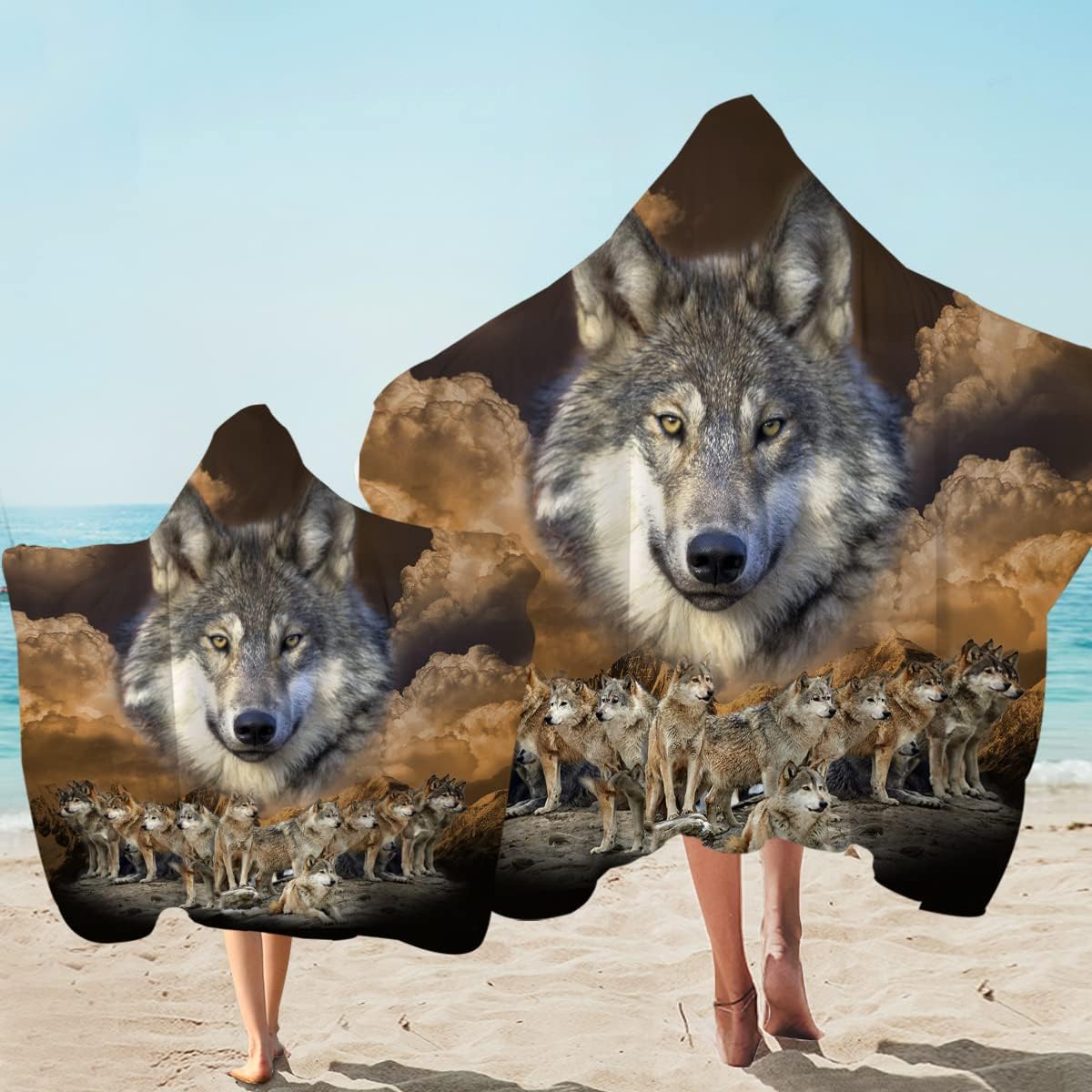 Sleepwish Hooded Beach Towel with Wolf Design