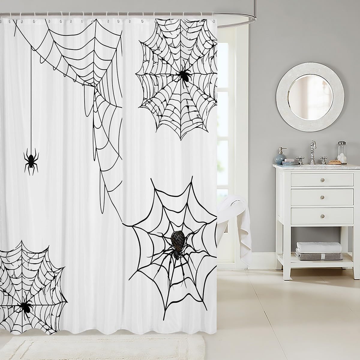 Feelyou Spiders Halloween Shower Curtain Set 72x72