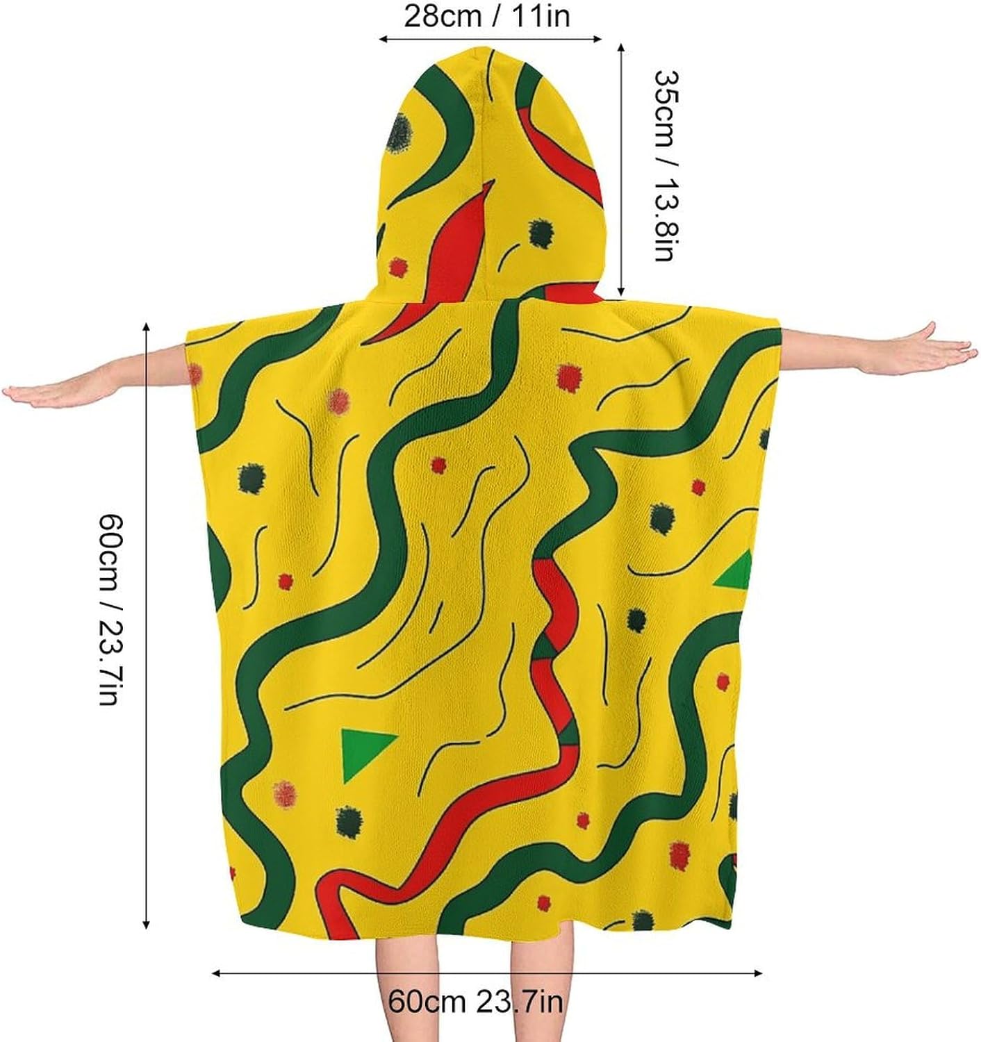 Kids Hooded Bath Towel with Wavy Lines