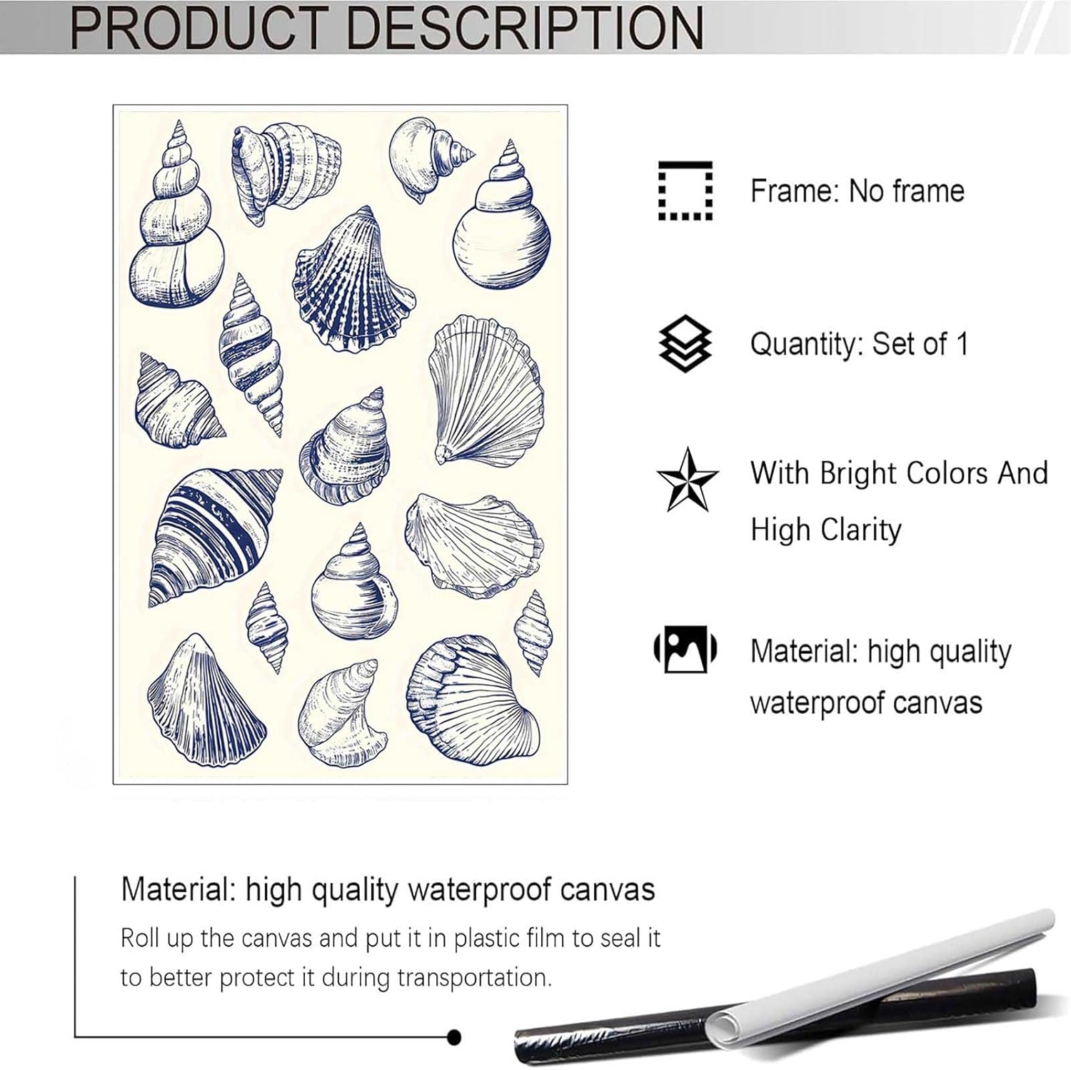 Retro Simple Shell Poster 12x16in Unframed