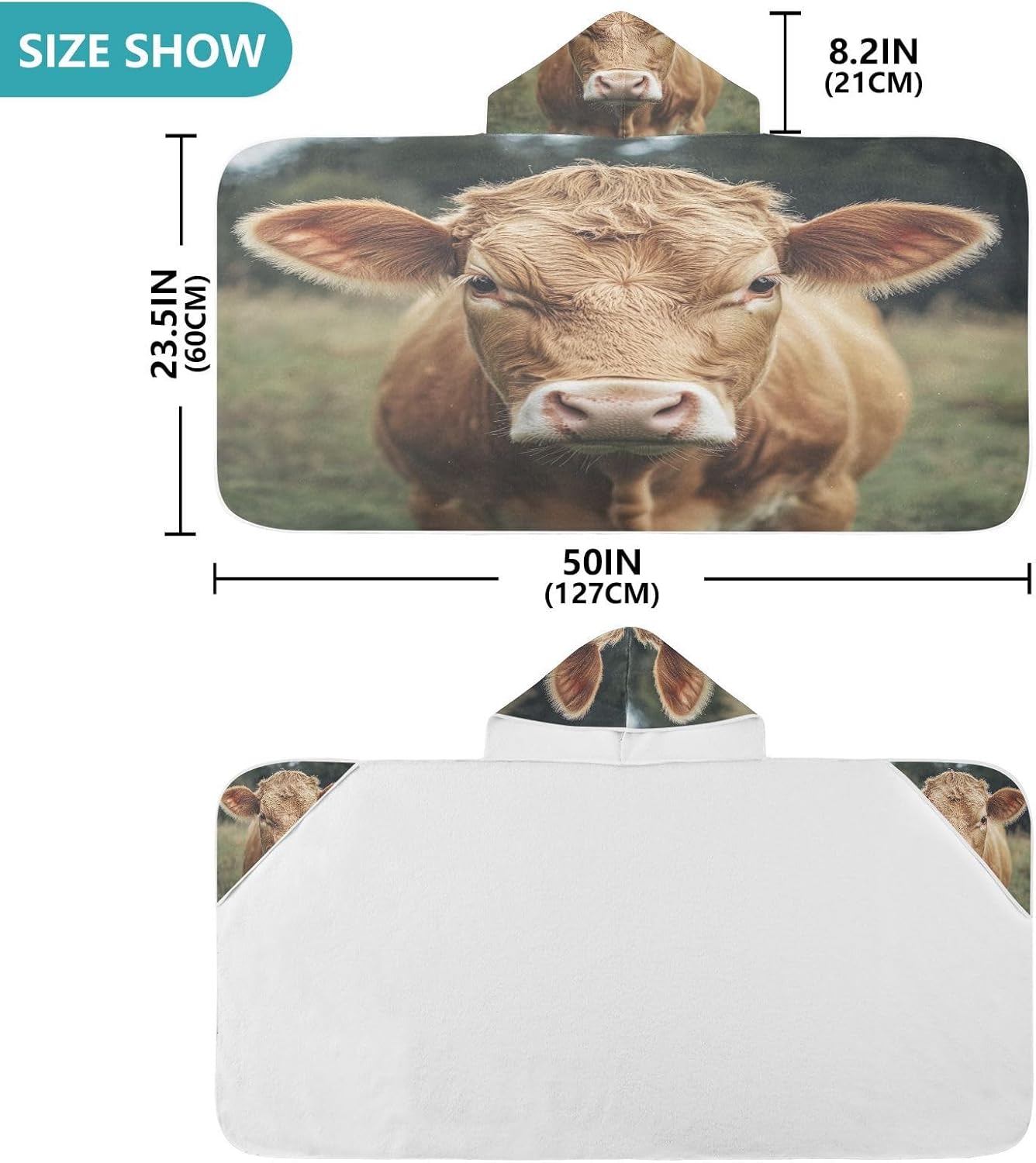 Kigai Cute Cow Hooded Bath Towel for Kids