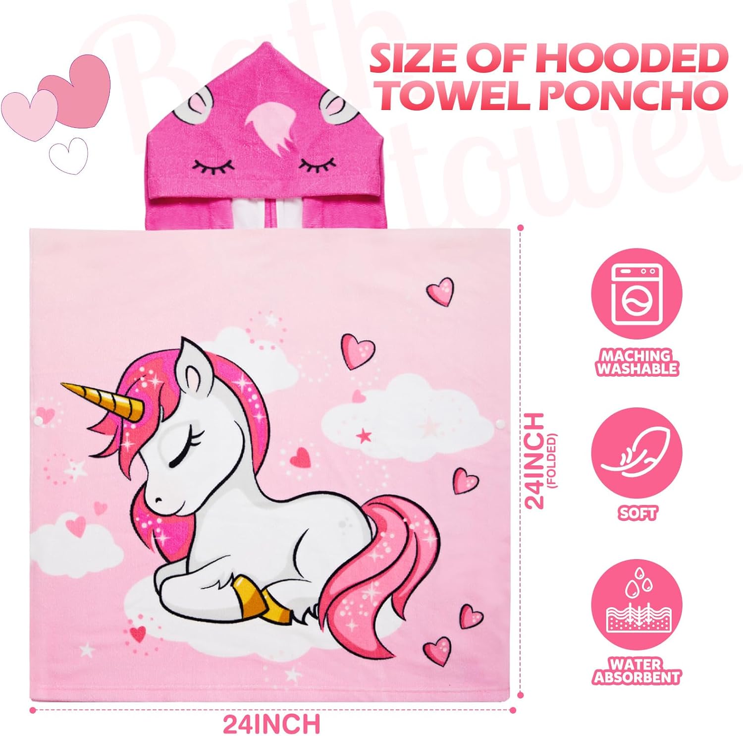 Oudain 6 Pcs Hooded Bath Towels for Kids 1