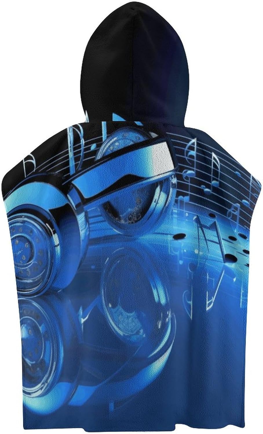 Kids Bath Towel with Blue Music Print Hoodie