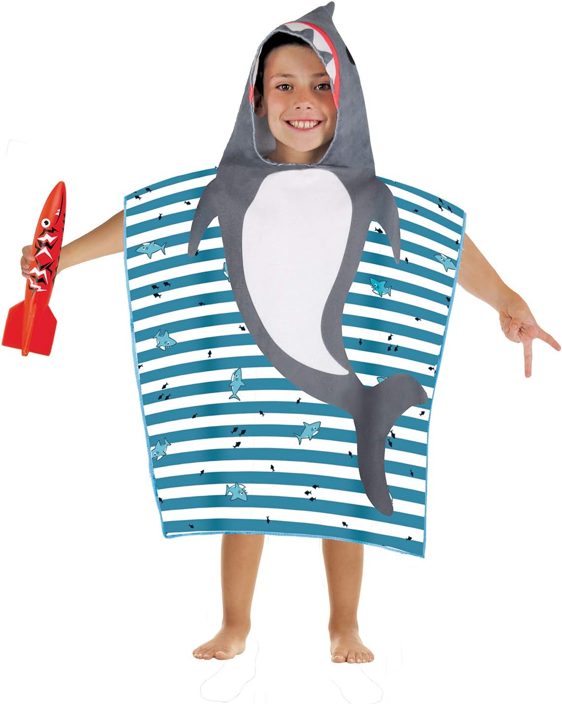 Juice Box Kids Hooded Poncho Terry Towel Shark One Size