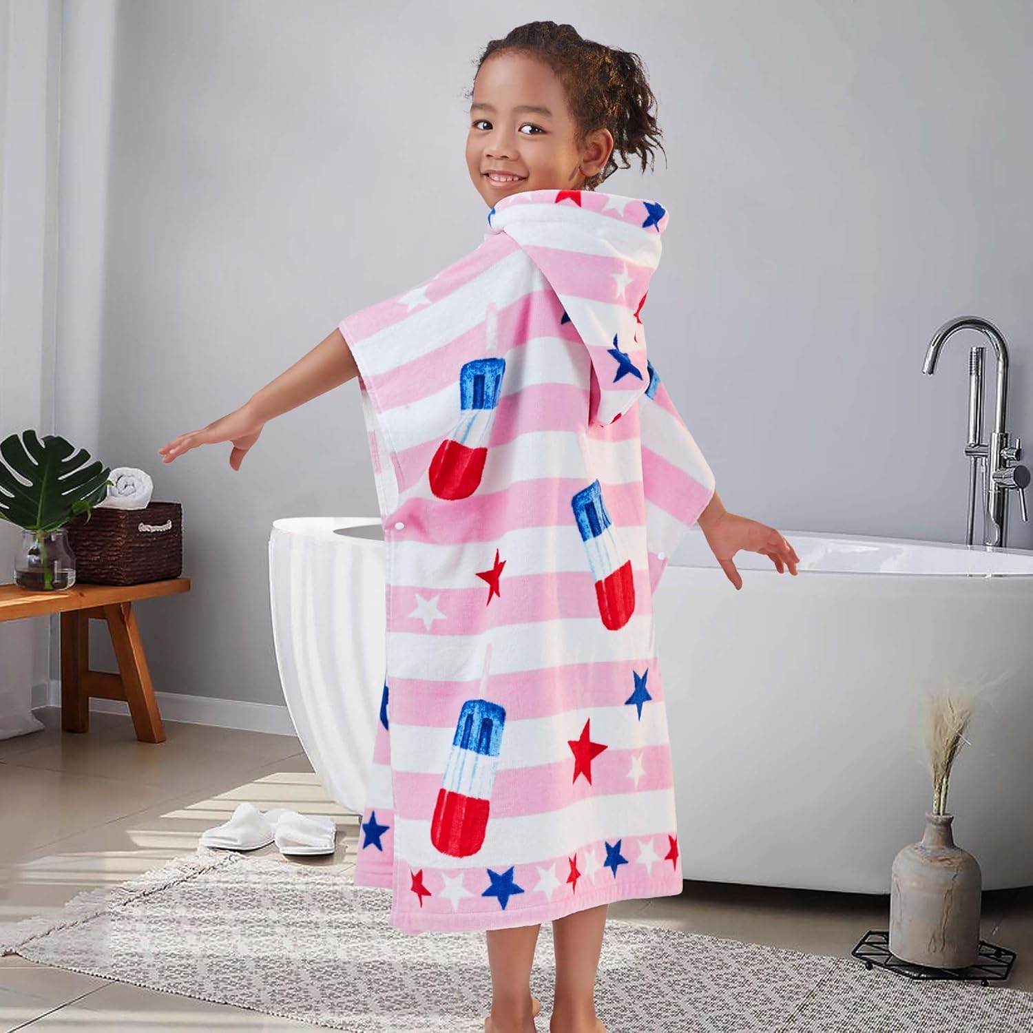 VOOVA MOVAS Kids Beach Towels with Hood for 4-8 Years