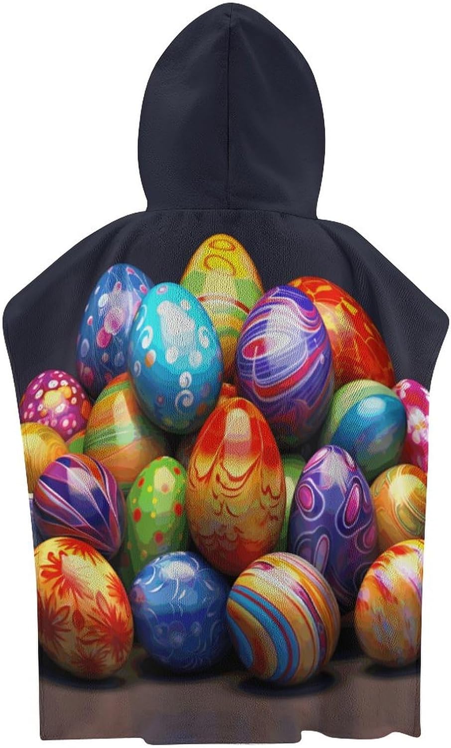 Kids Hooded Bath Towel with Easter Eggs Design