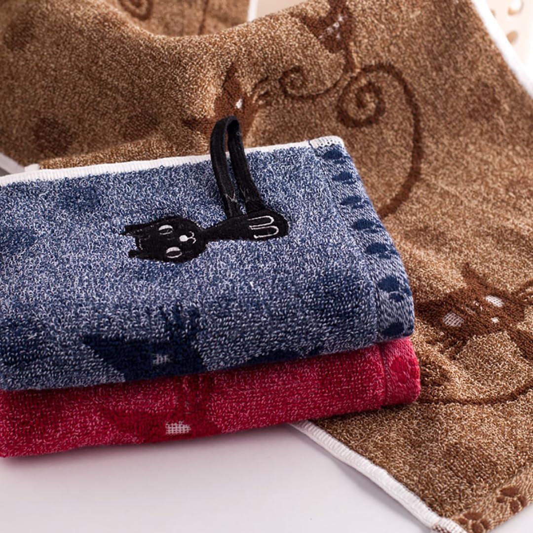 Kissvian 3 Pack Cute Kitten Themed Hand Towels