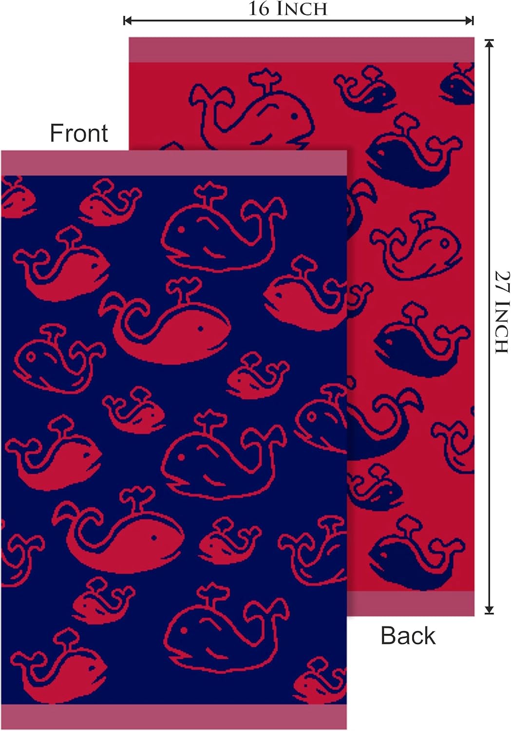 Original Kids Hand Towels Set of 6 Whale Design