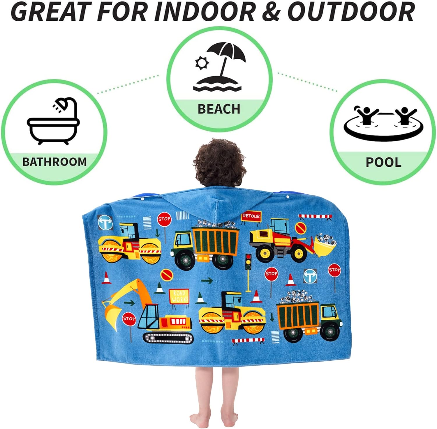 Kids Beach Towel Hooded Bath Wrap for Toddlers Children 30x50