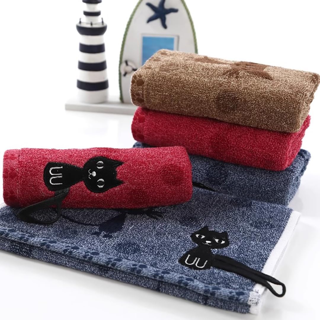 Kissvian 3 Pack Cute Kitten Themed Hand Towels