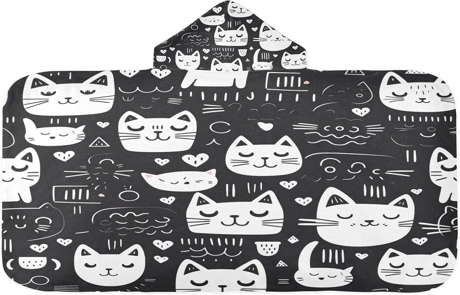 Cute Cartoon Cats Hooded Kids Bath Towel