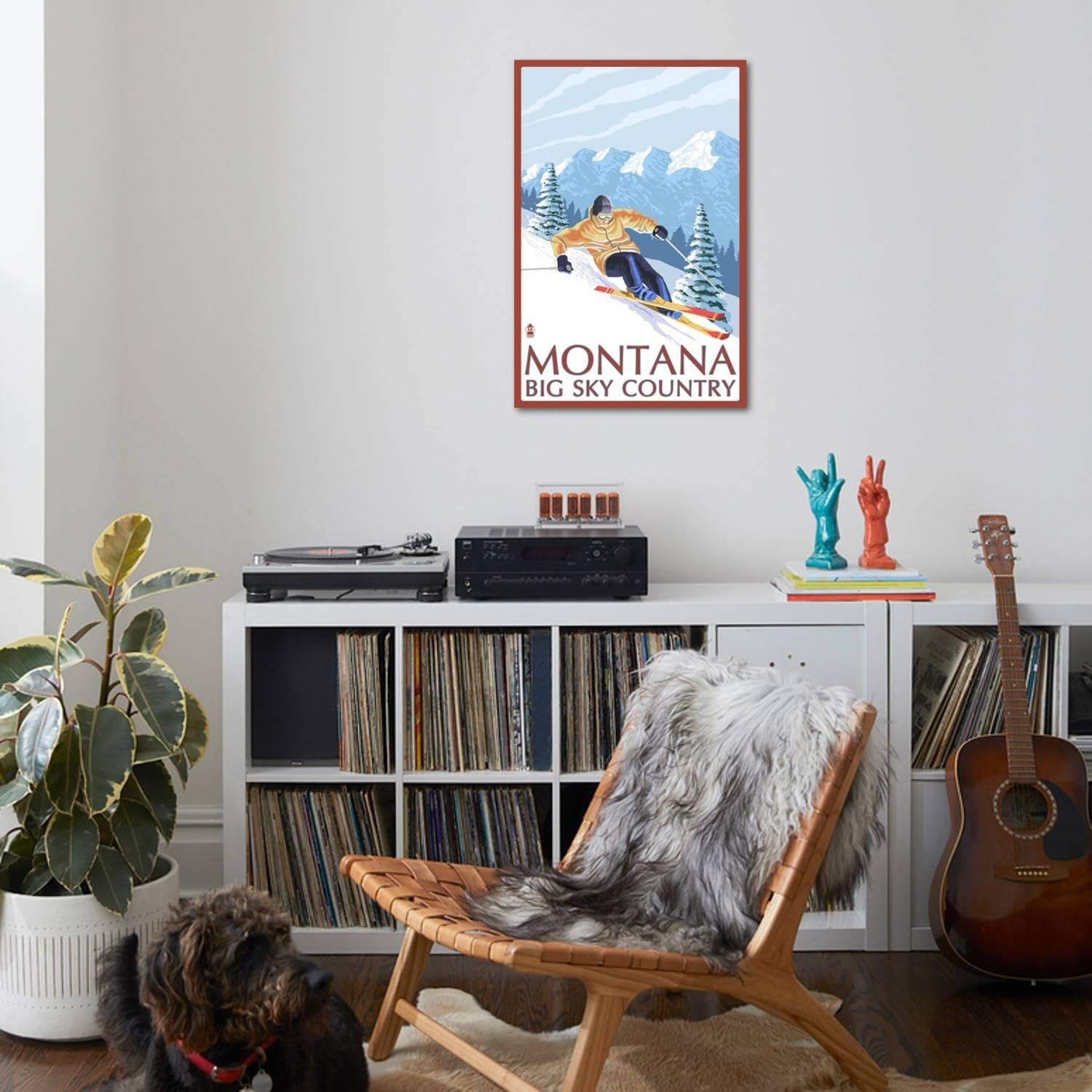 ARTCOM Wall Art Print Montana Big Sky Country Downhill Skier