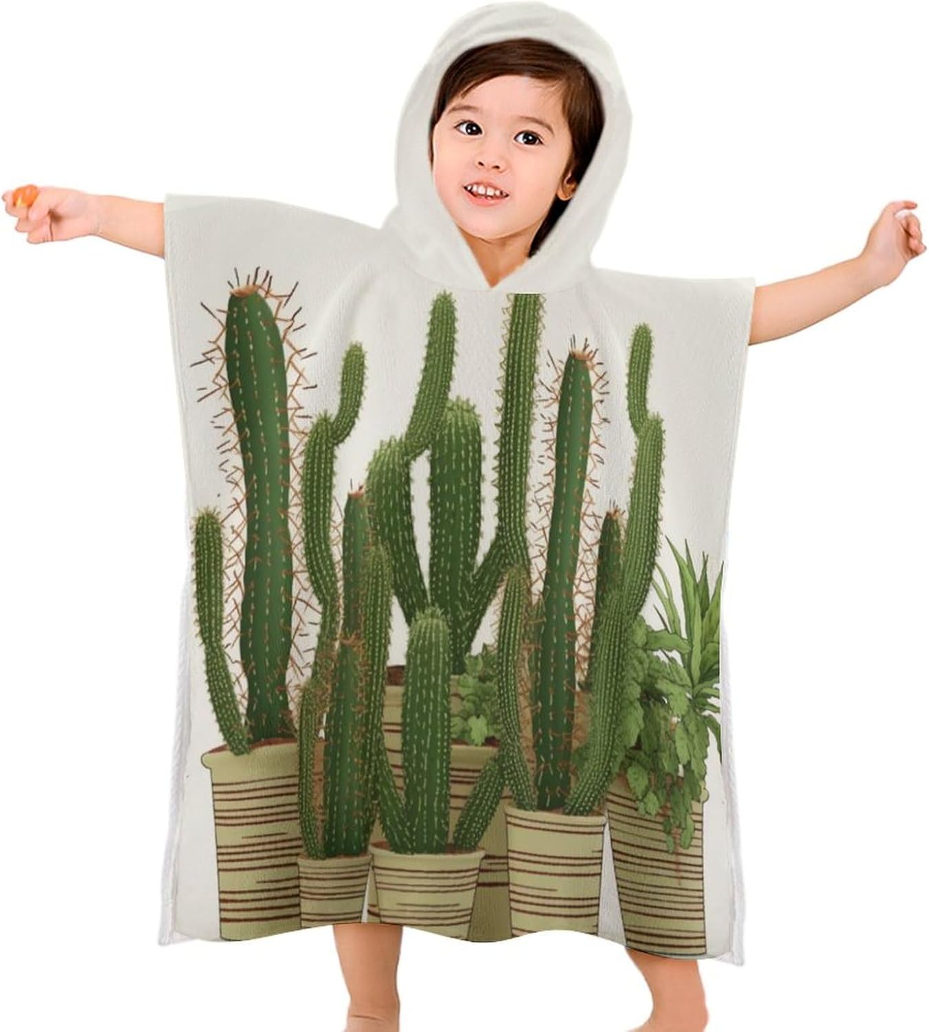 YTDRZ Kids Hooded Beach Towel with Cactus Print