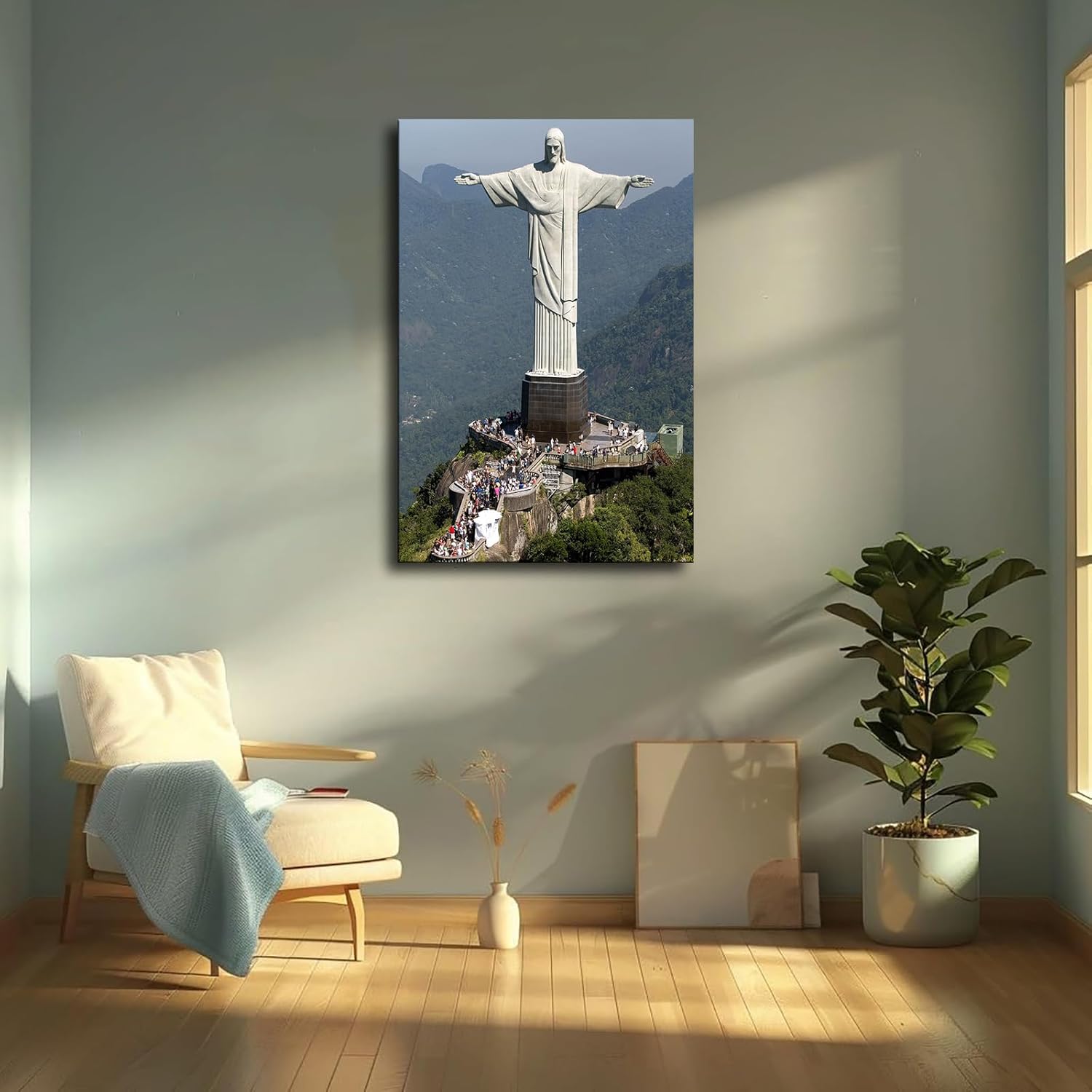 Christ The Redeemer Statue Poster 20x30 Inch Framed Canvas Wall Art Print