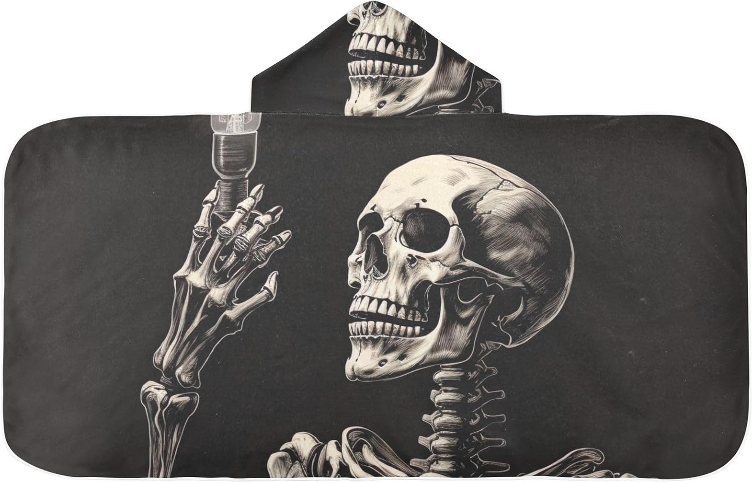 Skeleton Light Bulb Kids Bath Towel 24x50 Inch Hooded Towel for Children