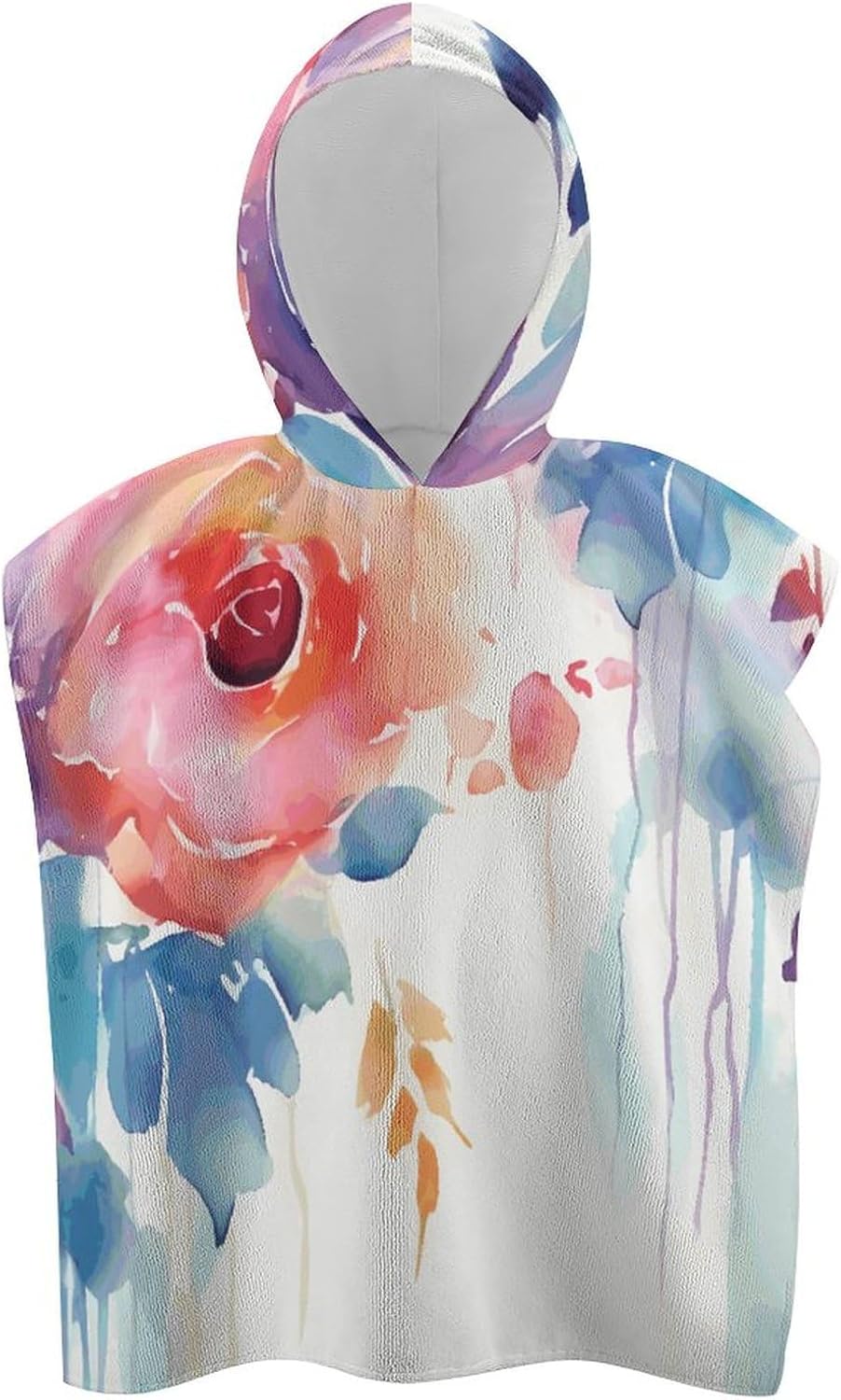 Watercolor Floral Kids Hooded Beach Towel
