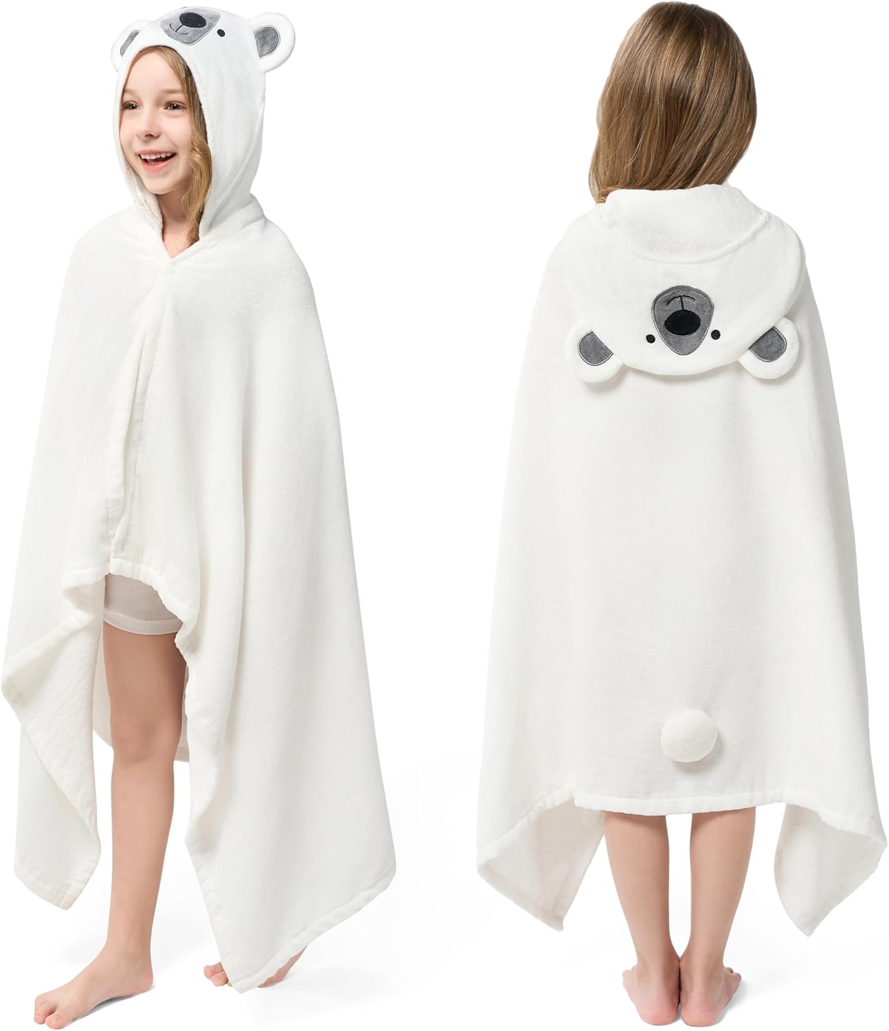 Joiedomi Hooded Towel for Kids 30 x 50 White Bear