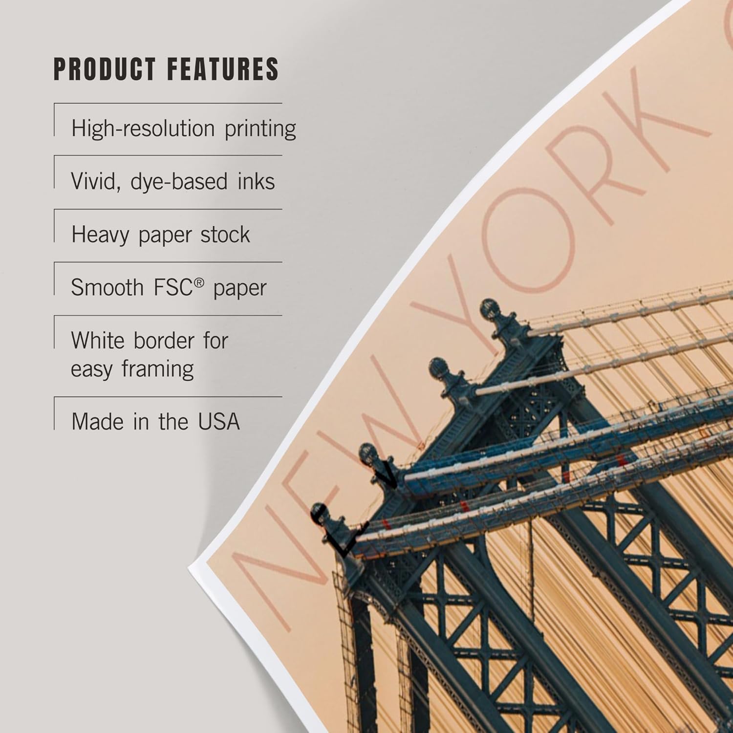 Lantern Press 8x12 Art Print New York City Orange Sky Bridge