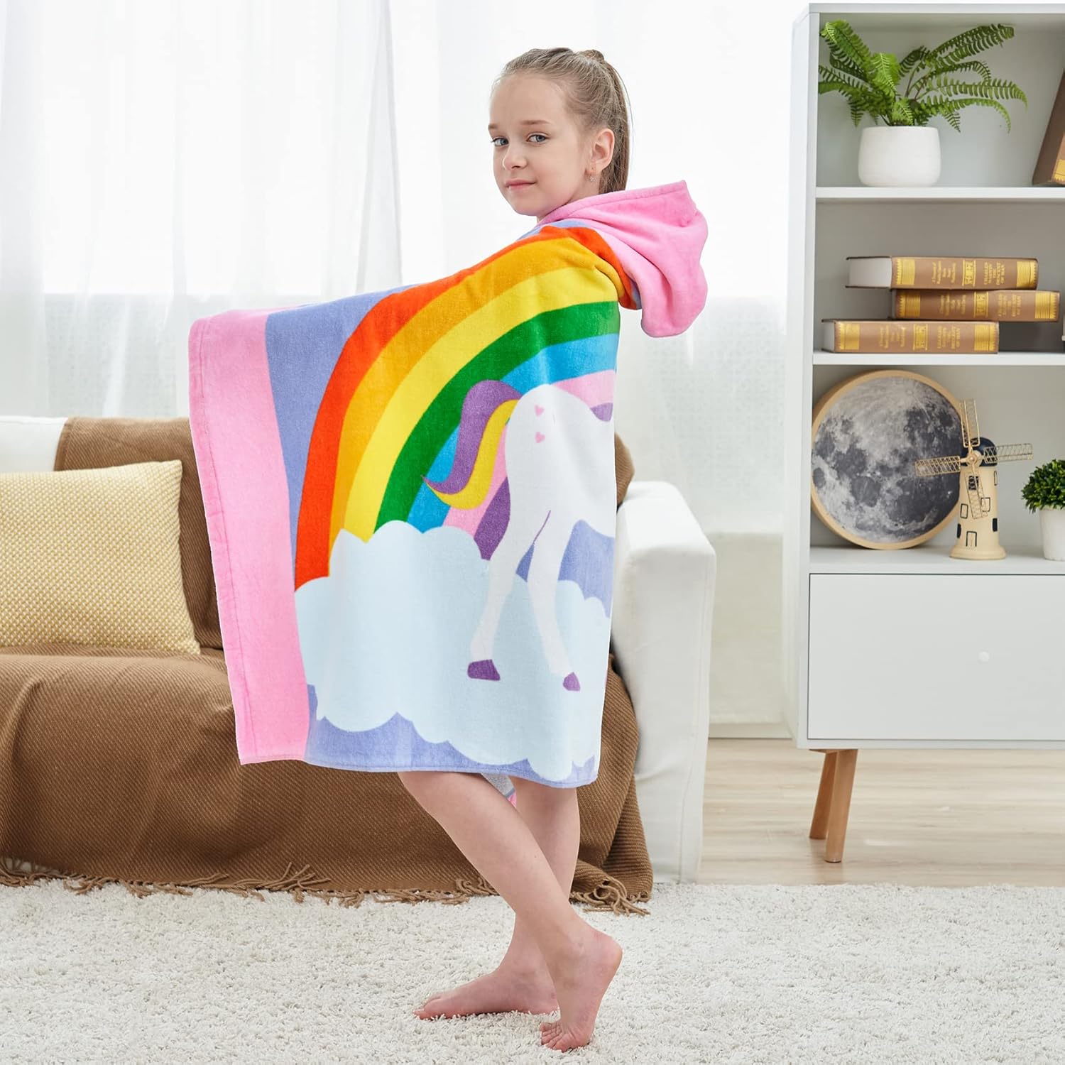 Kids Beach Towel Hooded Bath Towel for Boys Girls Age 3-10