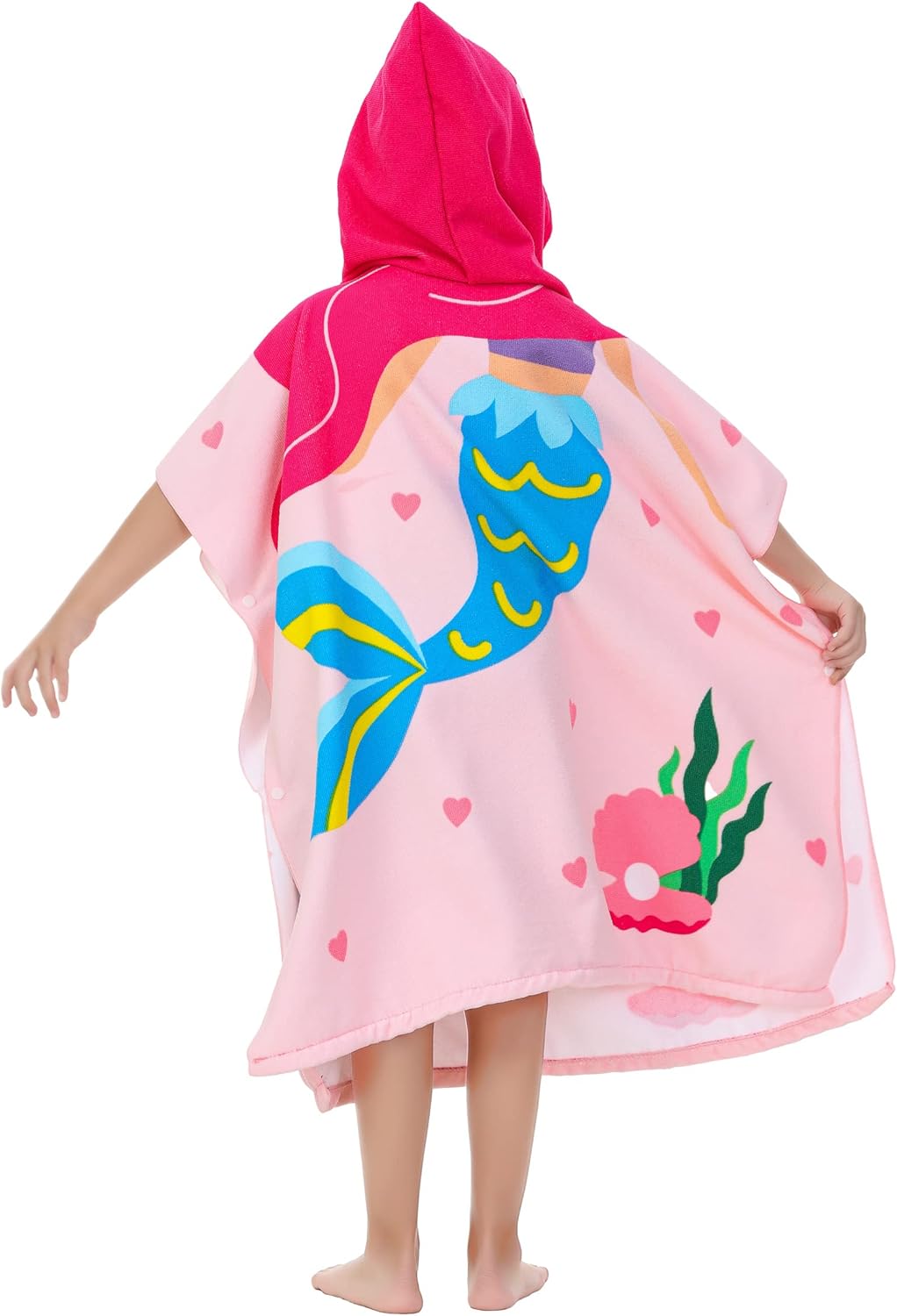 Big Pink Mermaid Kids Bath Towel for 3-10 Year Old Girls