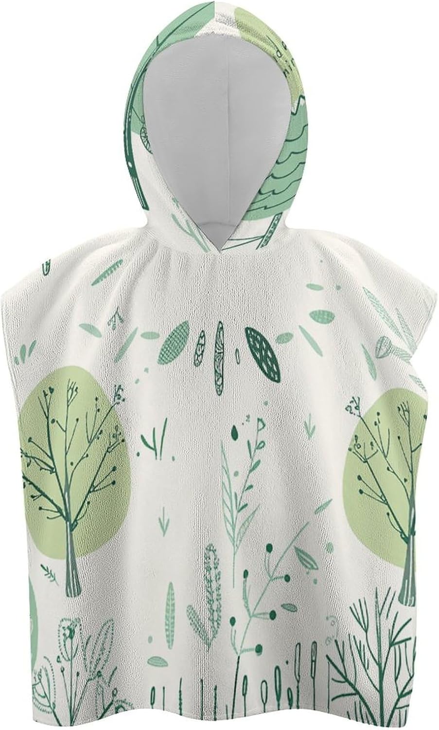 Kids Hooded Bath Towel with Leaves Print